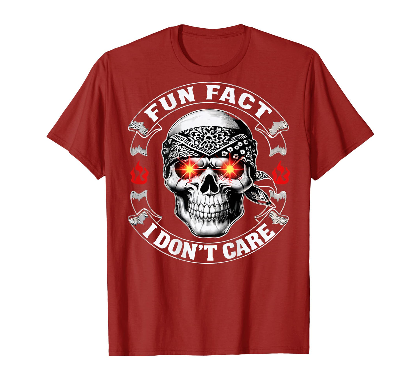Fun Fact I Don't Care Funny Skeleton Sarcastic (ON Back) T-Shirt