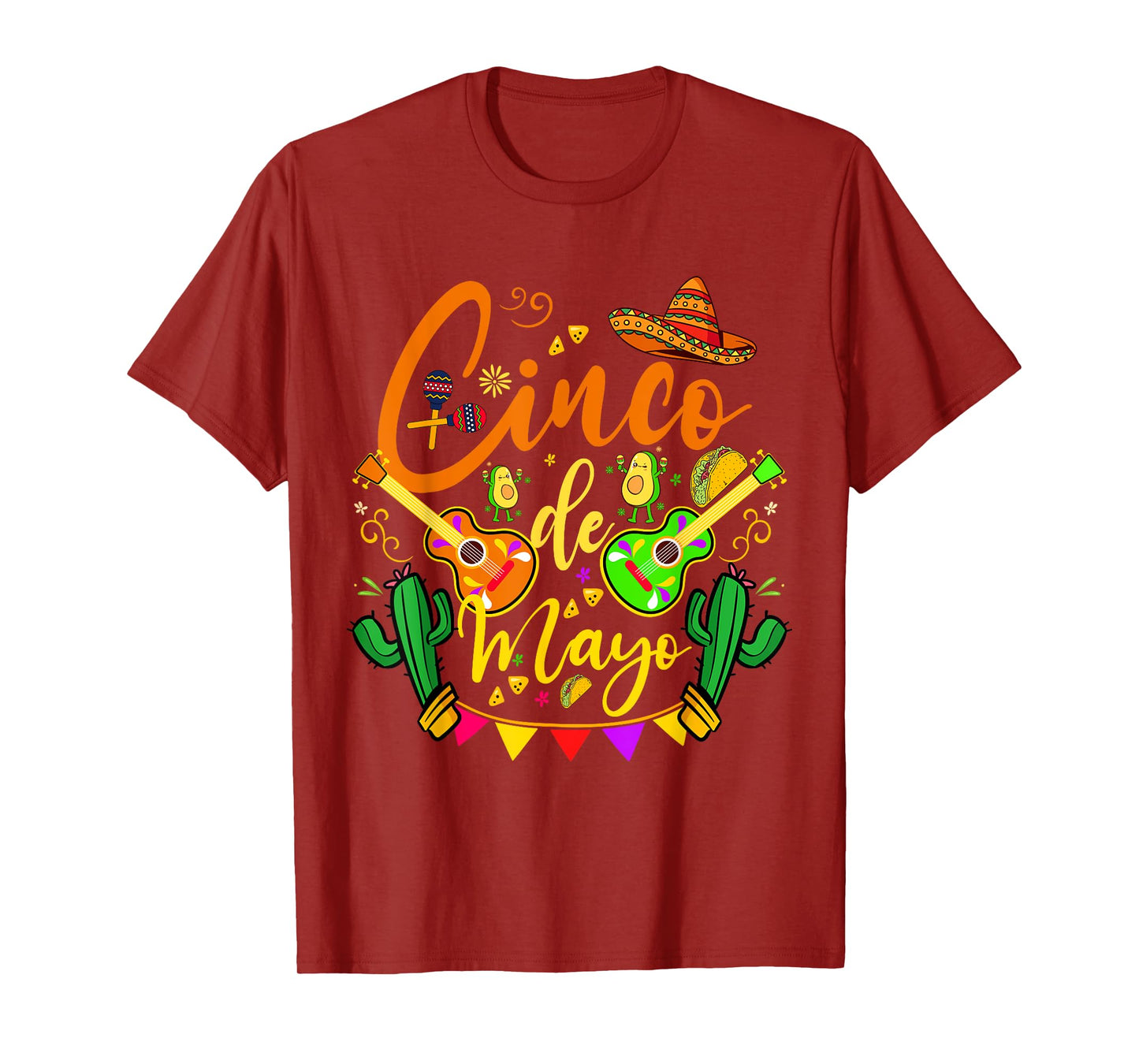 Cinco De Mayo Mexican Taco Guitar Cactus Cinco de Mayo T-Shirt