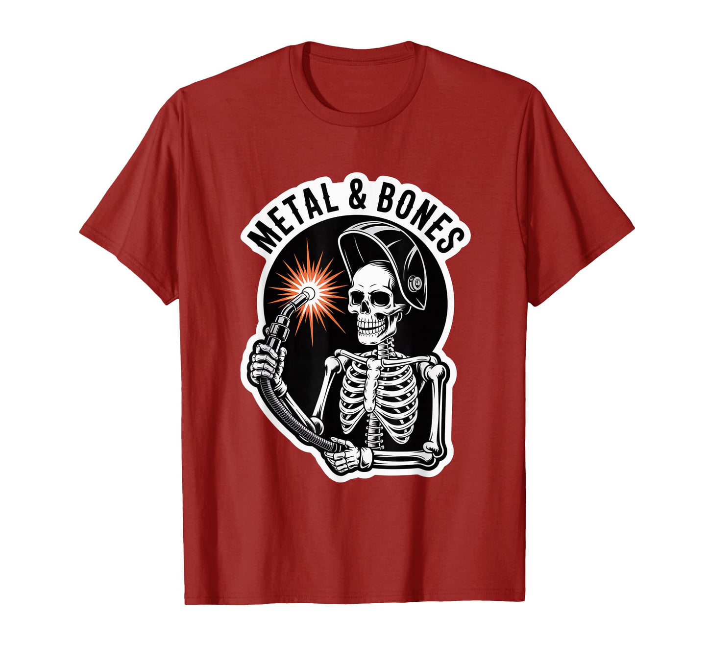 Skeleton Welder Emblem with Torch Burst T-Shirt