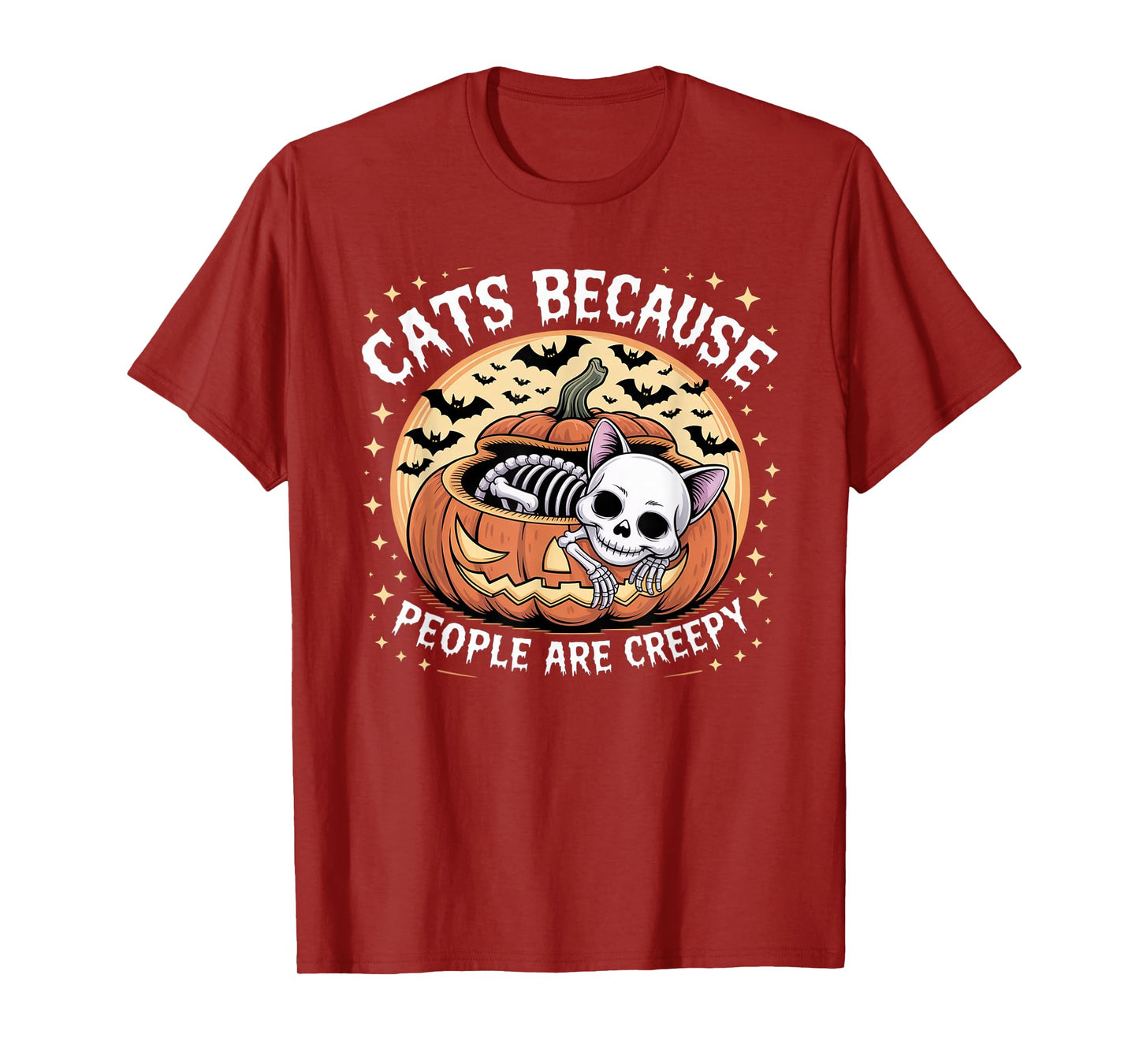 Cats Because People are Creepy Ghost Halloween Cat Mom Kids T-Shirt