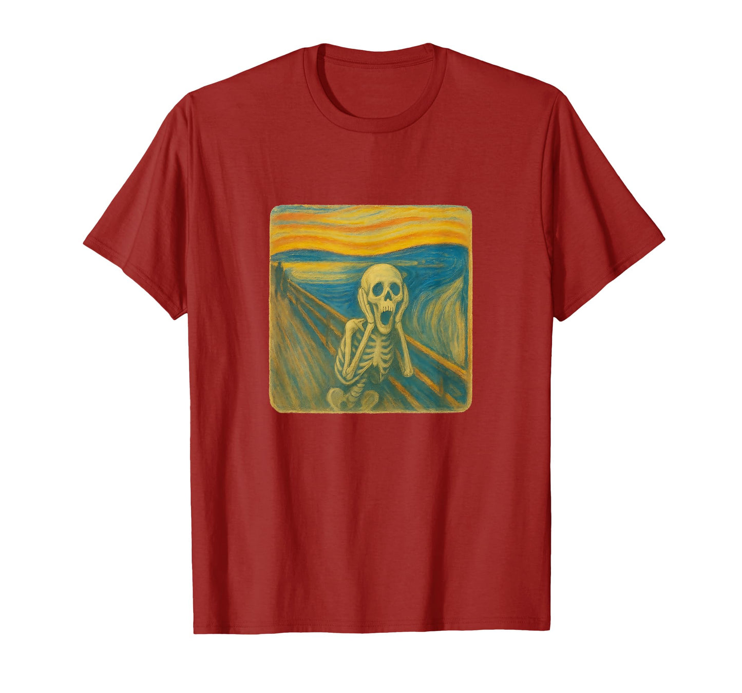 Screaming Skeleton Expressionist Art Parody Halloween Meme T-Shirt