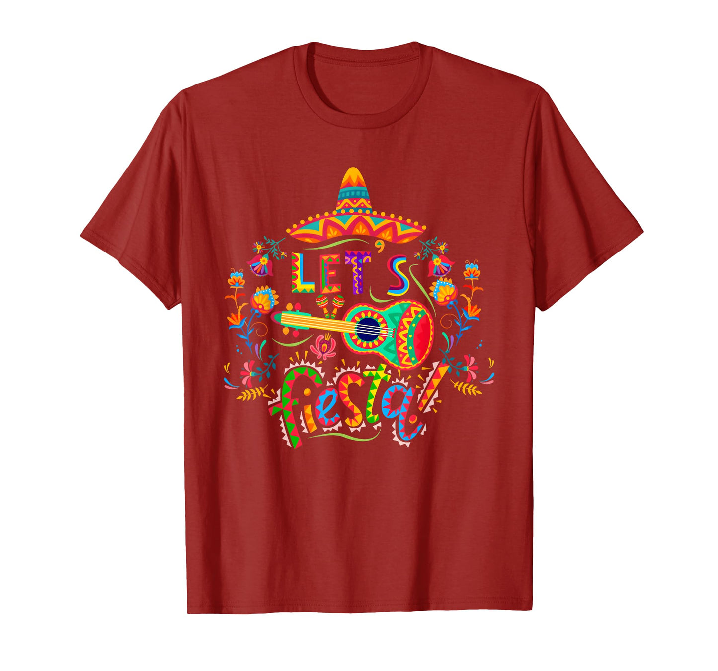Let's Fiesta Cinco De Mayo Mexican Party Taco Guitar Funny T-Shirt