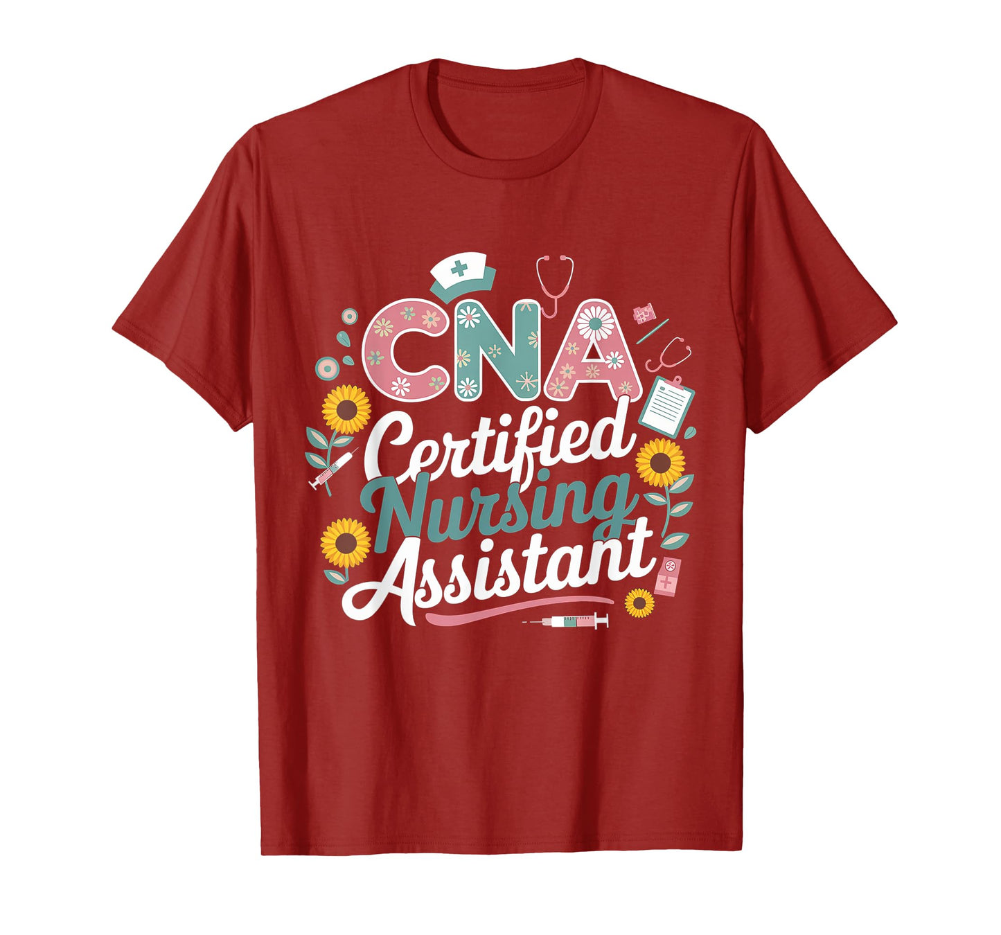 Floral CNA Certified Nursing Assistant Medical Design T-Shirt