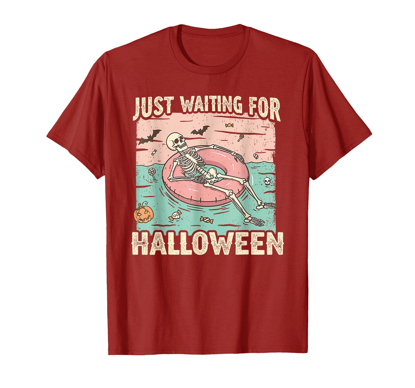 Spooky Summer Skeleton Just Waiting for Halloween T-Shirt