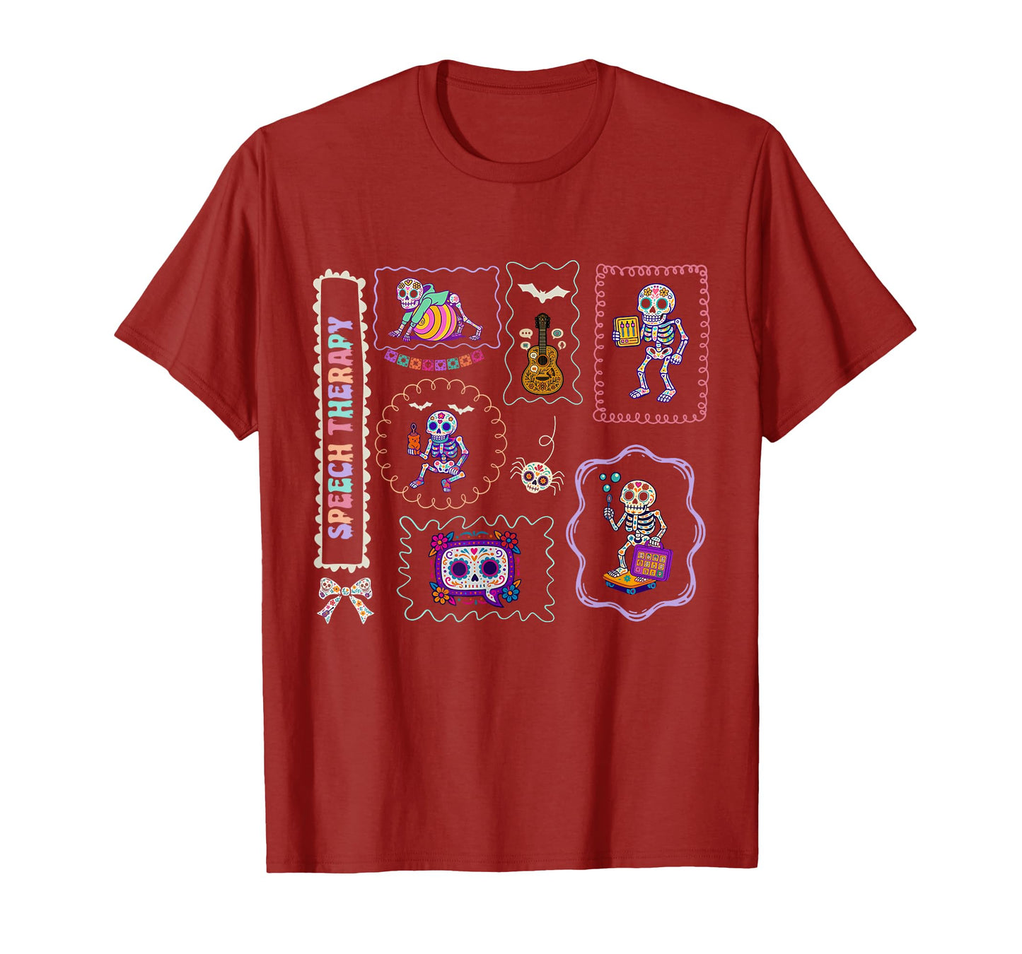 Coquette Stamp Skeleton Speech Therapy Halloween SLP ABA T-Shirt