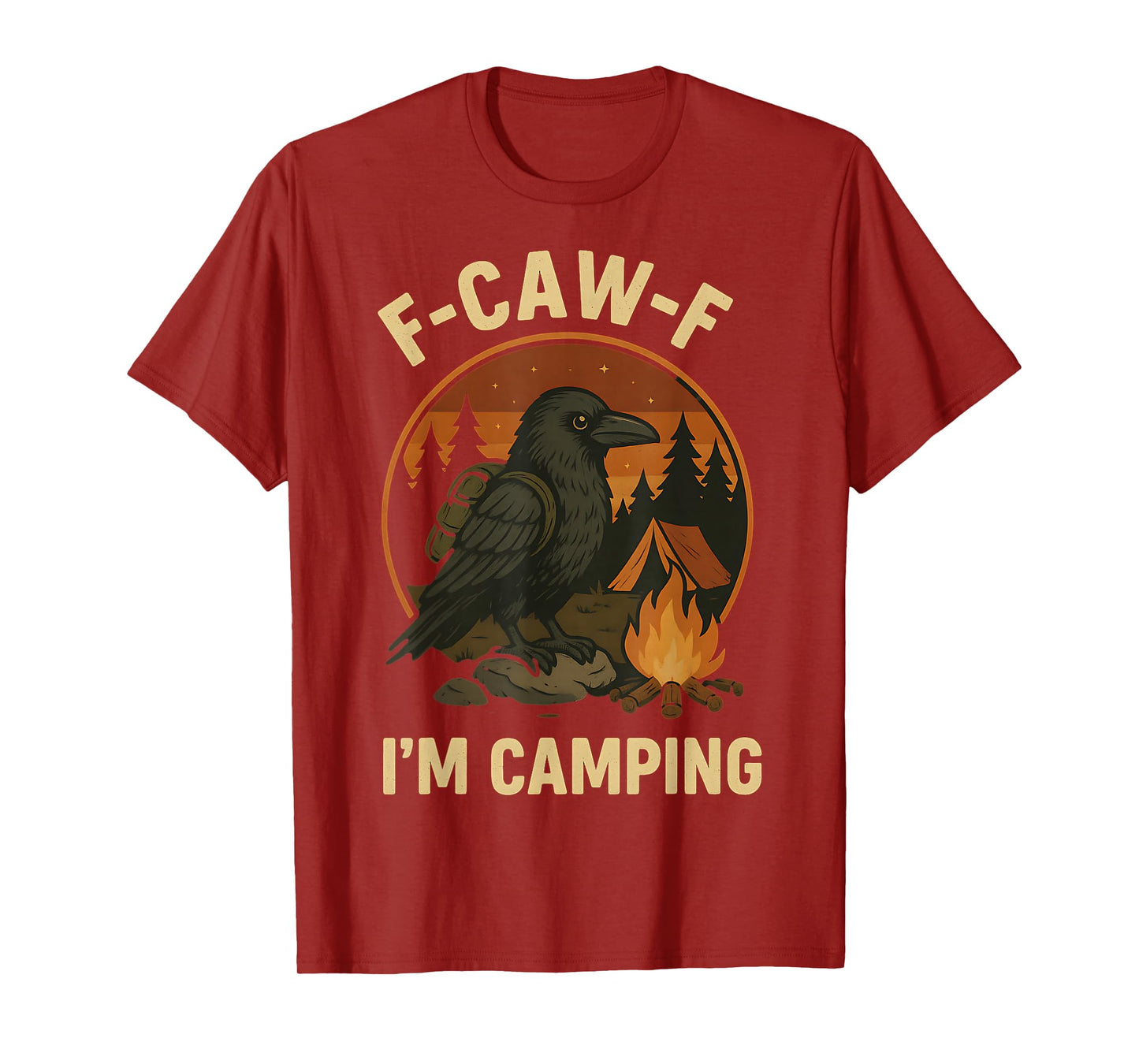 Funny Raven Camping Shirt Crow Tent Forest Bonfire T-Shirt