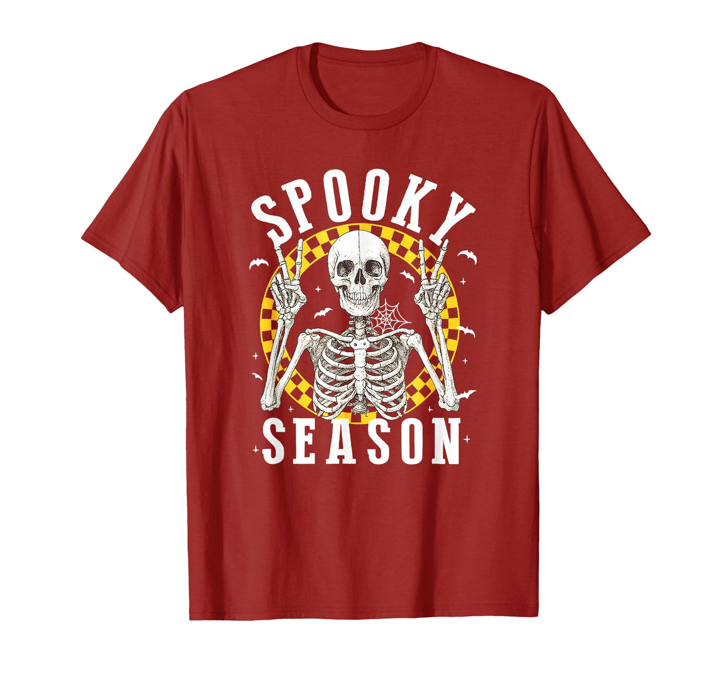Spooky Season Skeleton Peace Sign Halloween T-Shirt