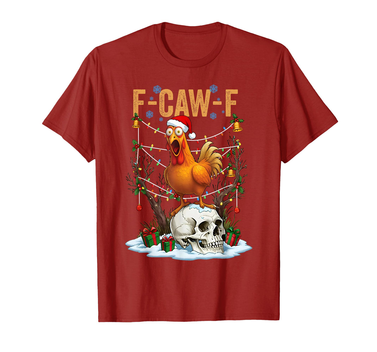 Merry F-Caw-F Chicken Snowflake Rooster Christmas Holiday T-Shirt