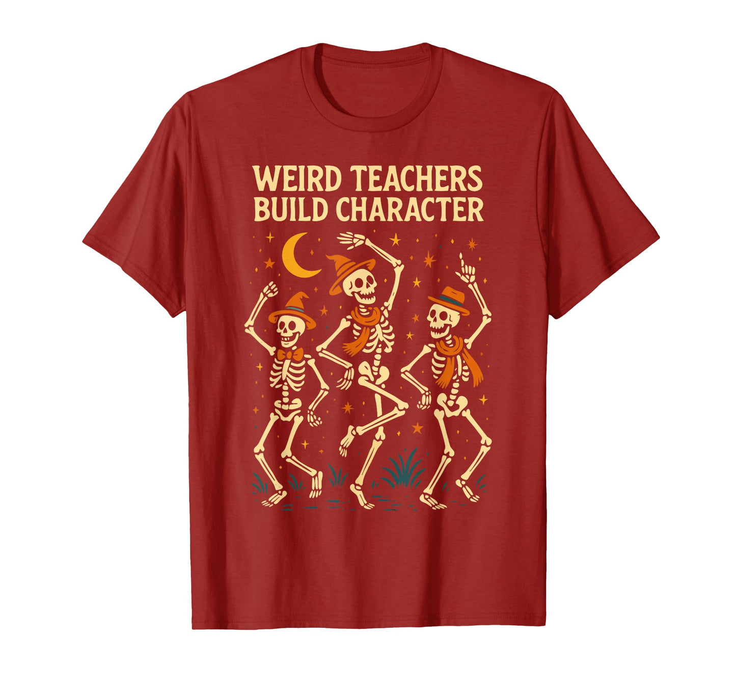 Funny Teacher Halloween Weird Skeleton School Design T-Shirt