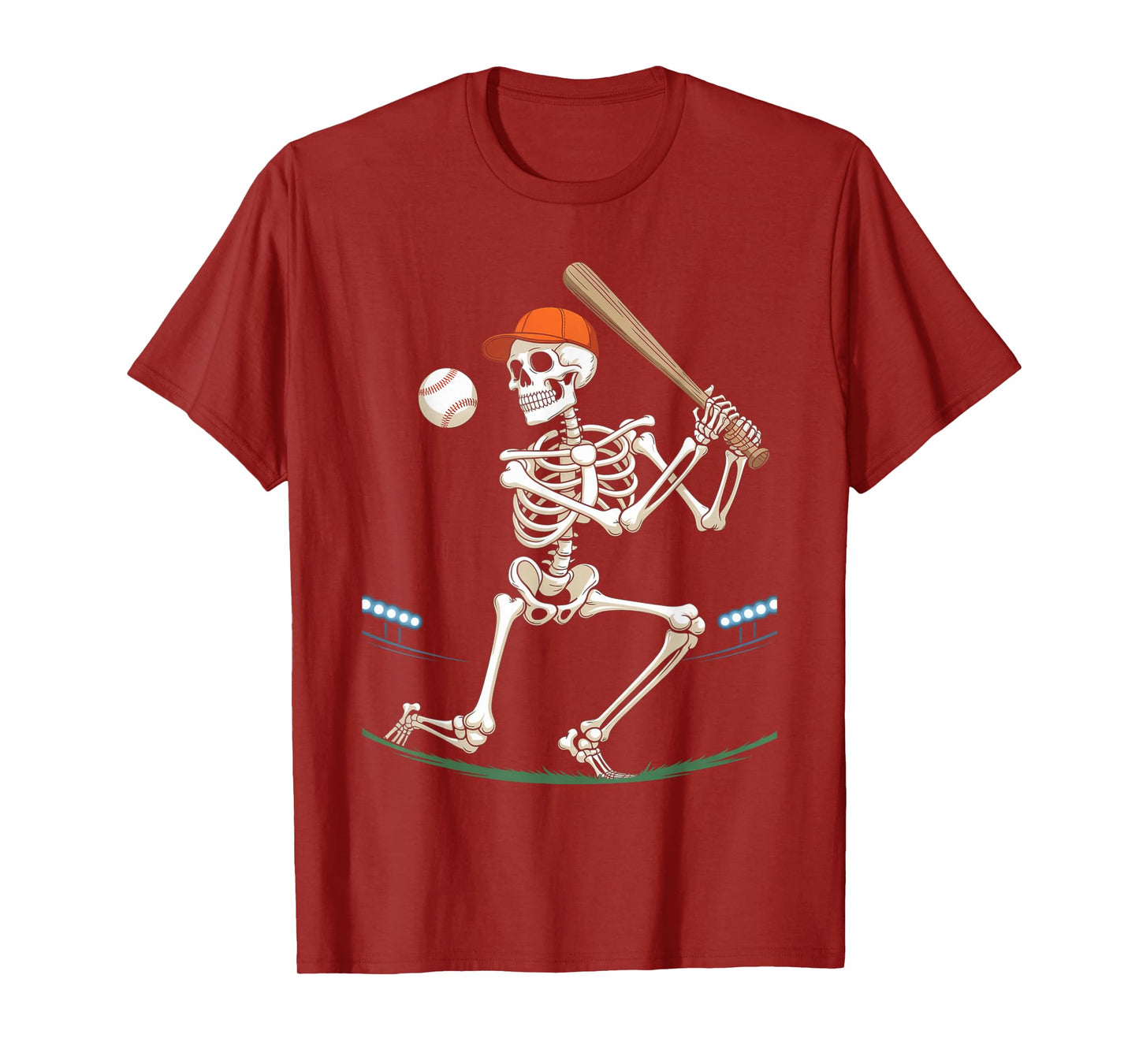 Skeleton Baseball Halloween Costume Funny Men Boys Kids T-Shirt