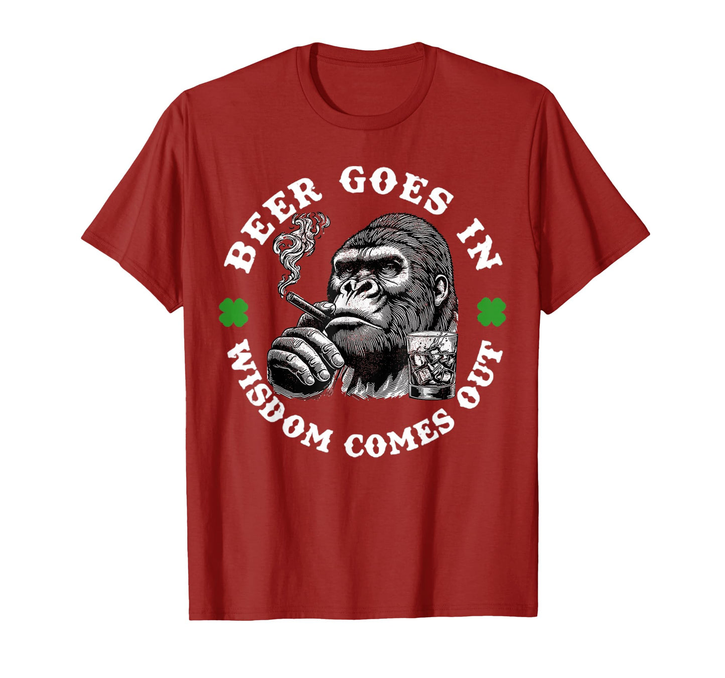 Beer Goes in Wisdom Comes Out Monkey T-Shirt