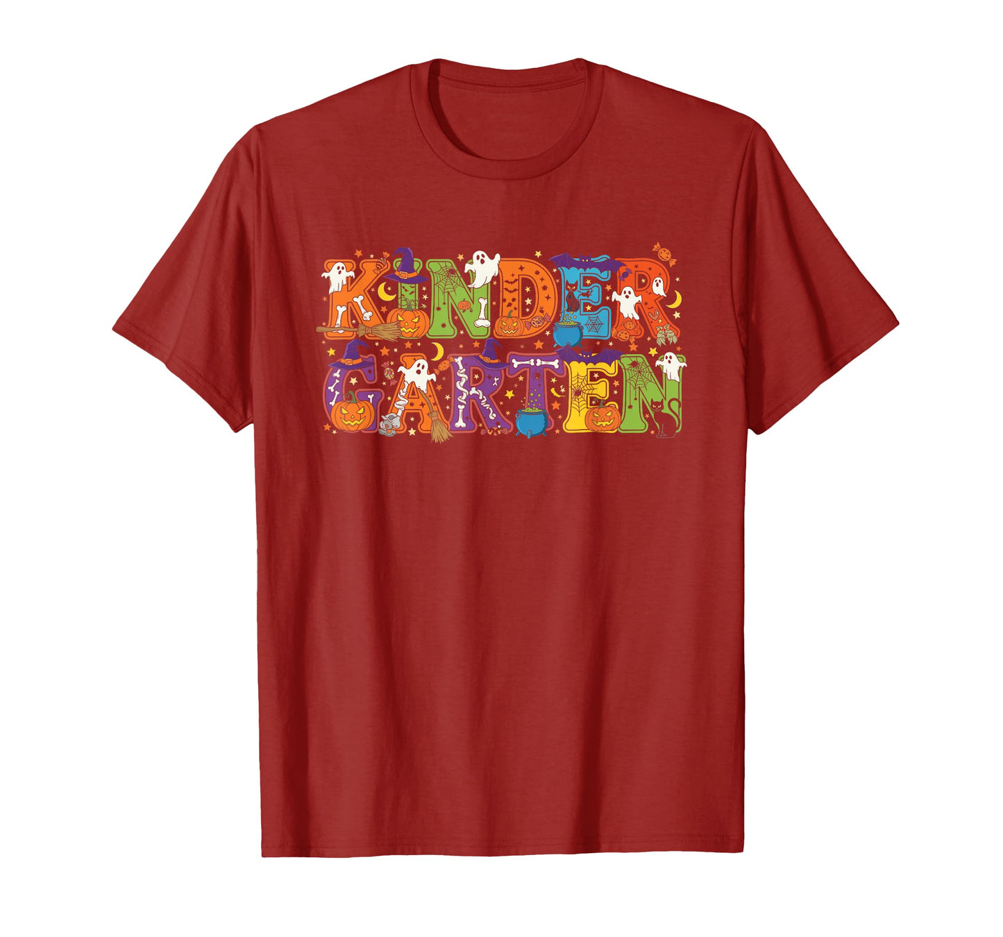 Kindergarten Pumpkin Ghost Skeleton Halloween Mens Womens T-Shirt