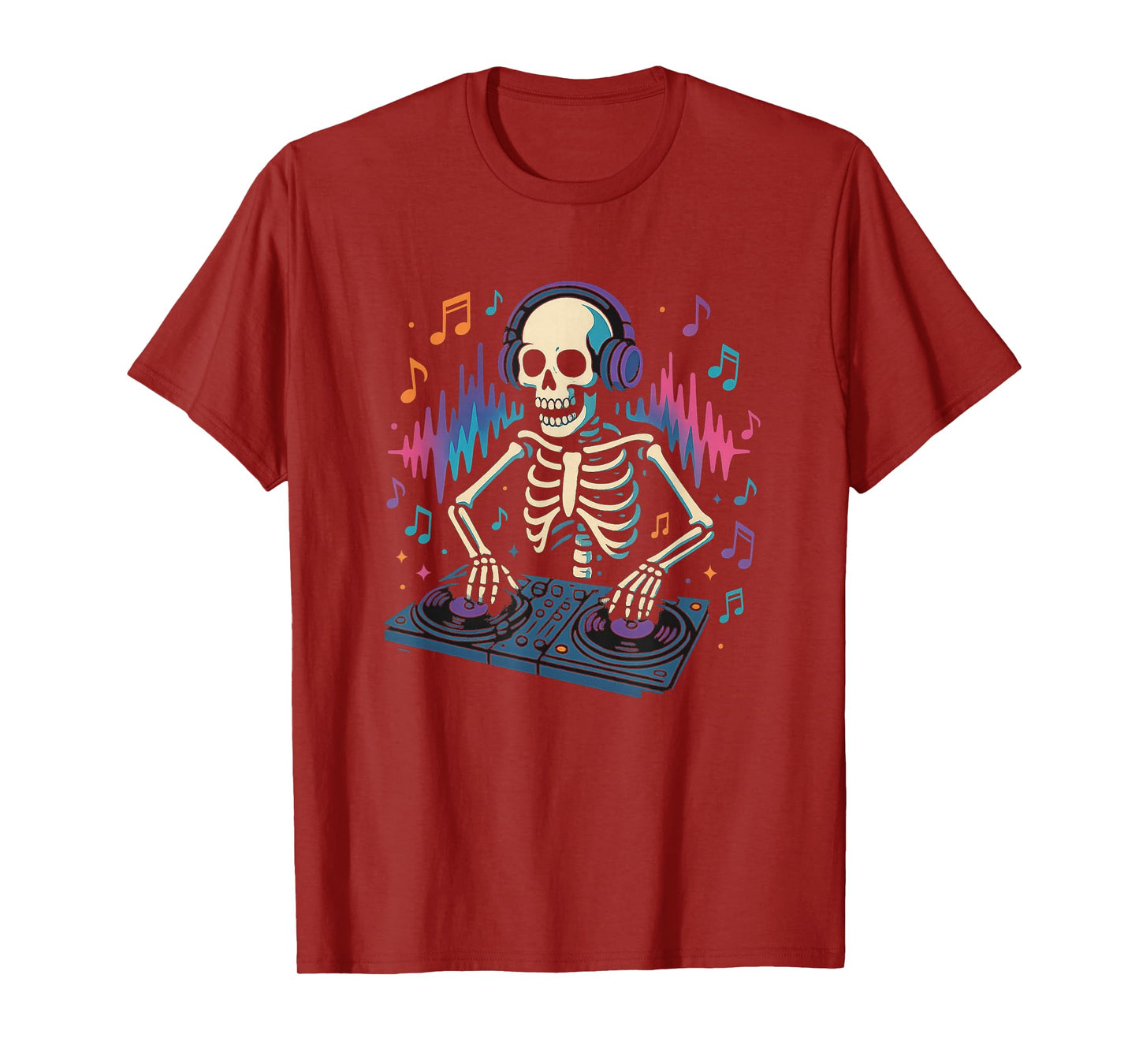 Skeleton DJ with Turntables Halloween T-Shirt