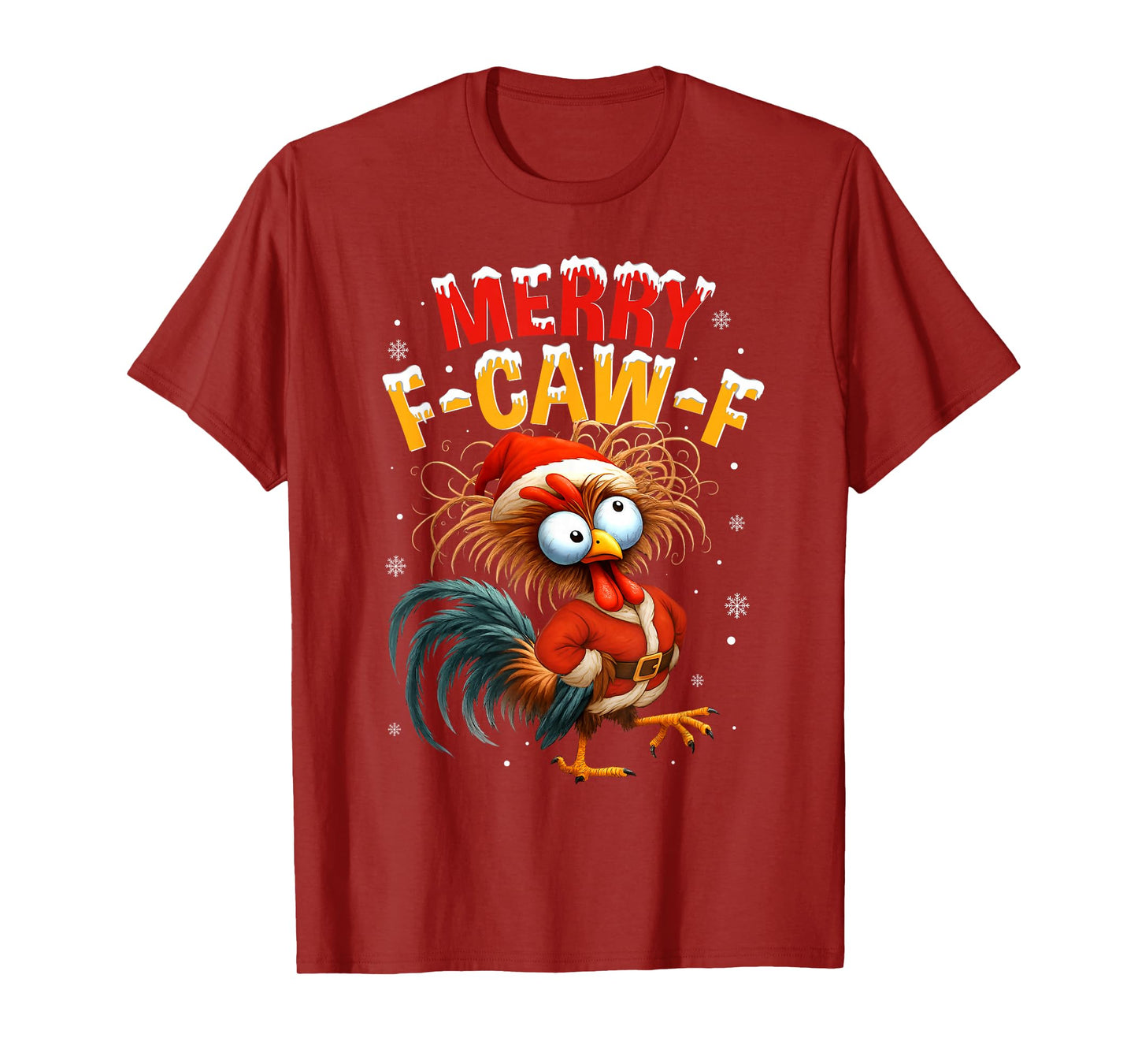 Merry F-Caw-F Chicken Rooster Meme Christmas Pajamas Holiday T-Shirt