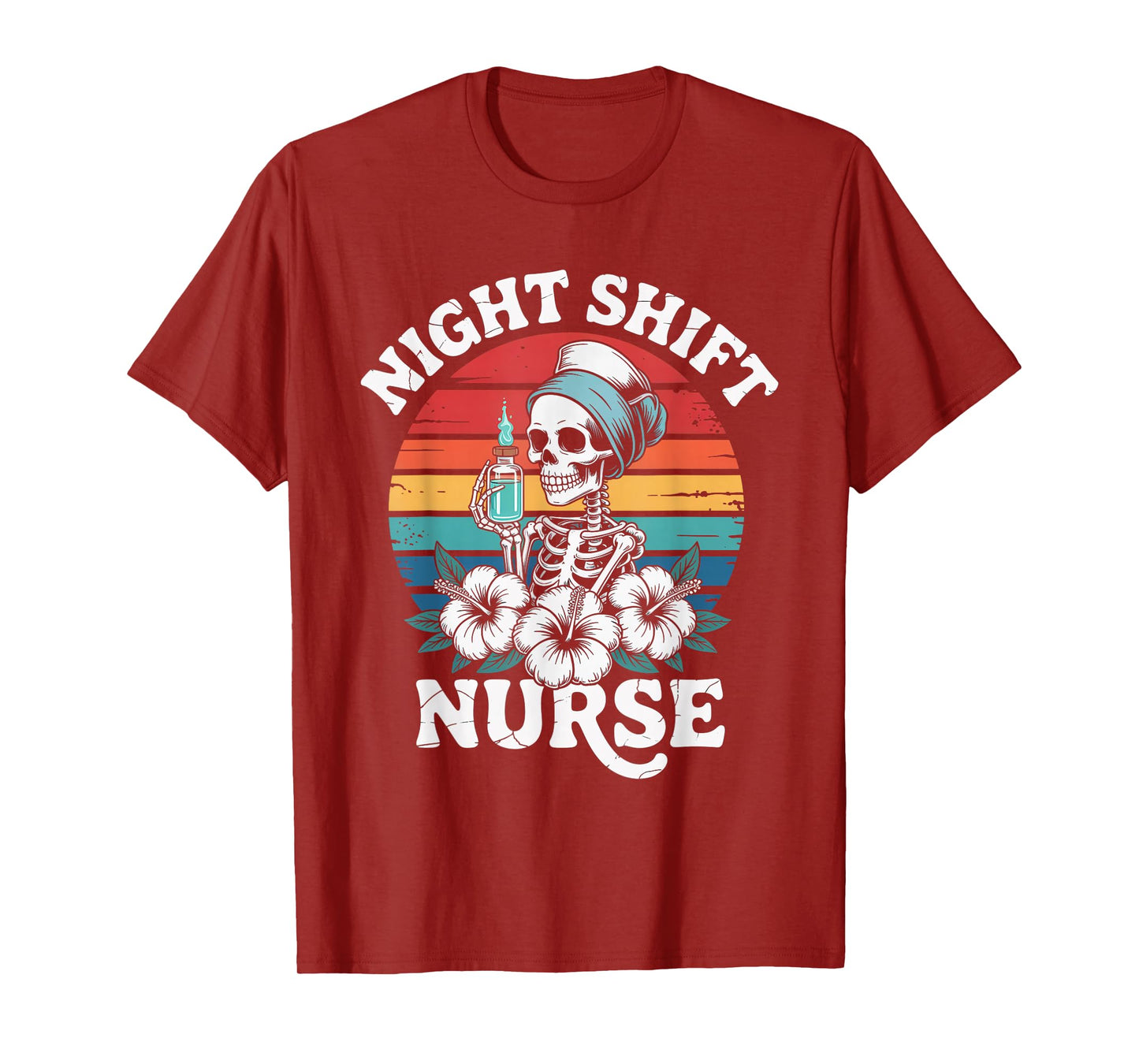 RN ICU Night Shift Nurse Skeleton Halloween Costumes Womens T-Shirt