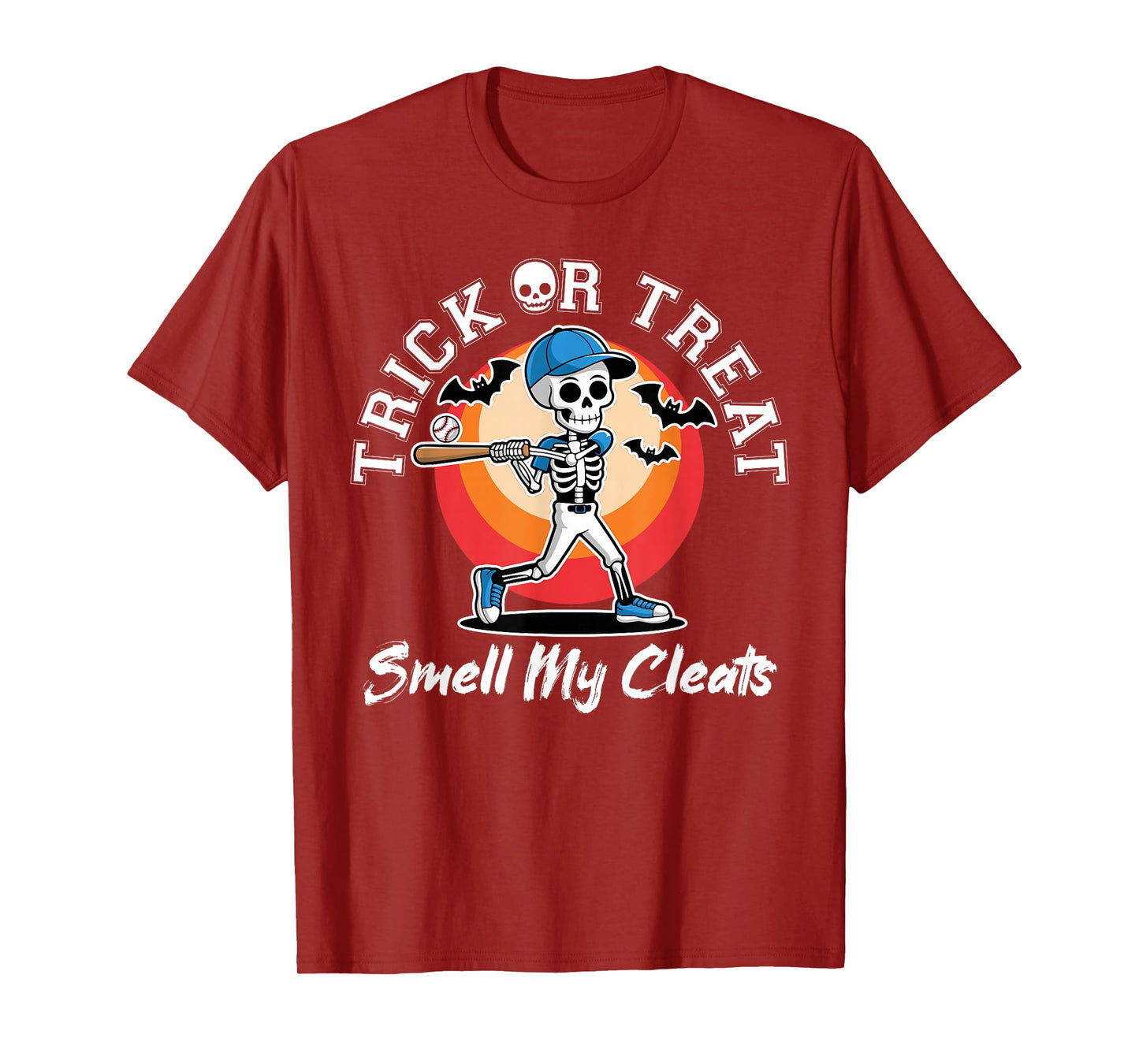 Trick Or Treat Smell My Cleats Halloween Skeleton Baseball T-Shirt
