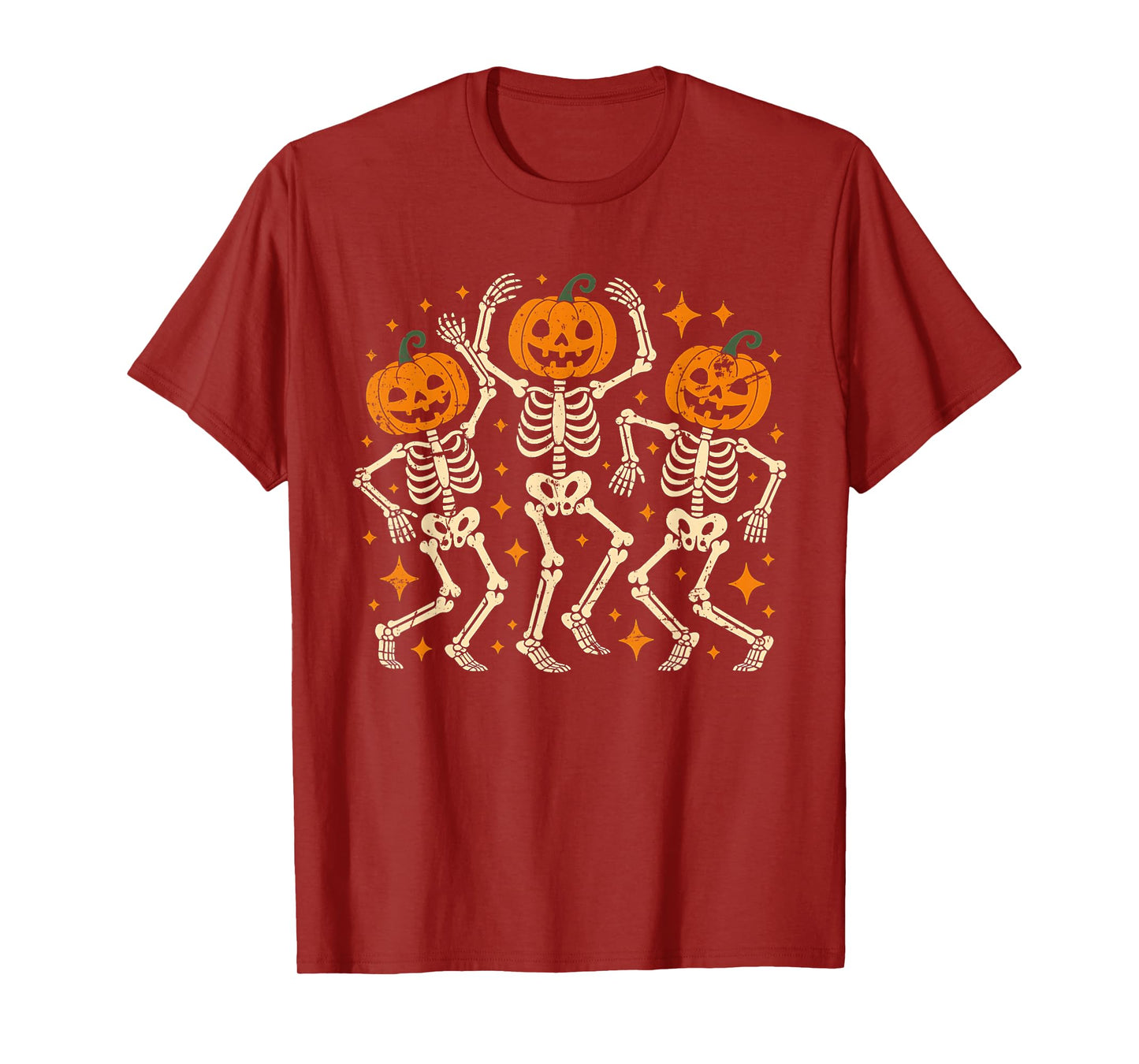 Spooky Dancing Skeletons Pumpkin Head Halloween Party T-Shirt