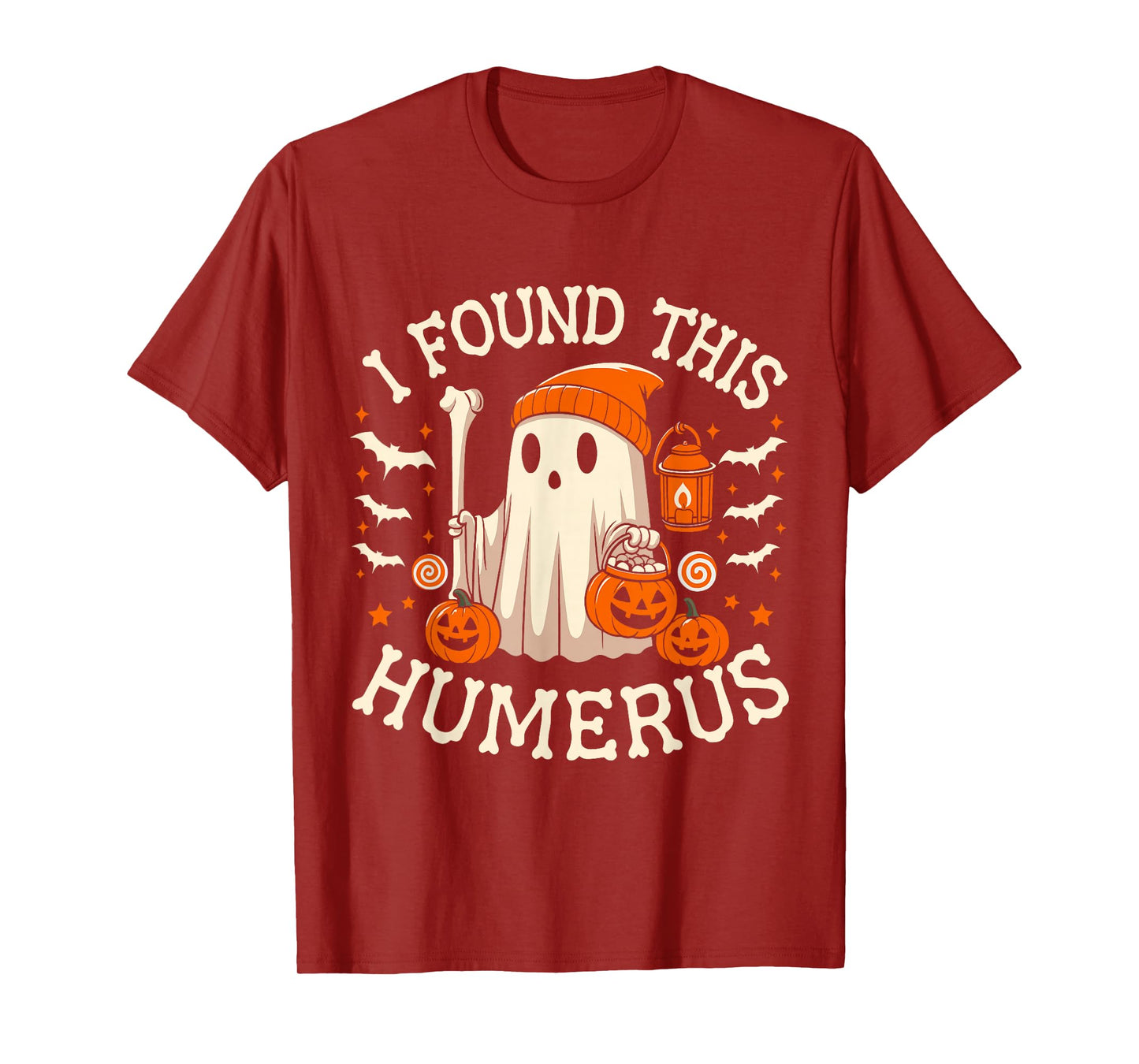 I Found This Humerus Funny Halloween Ghost Skeleton Women T-Shirt