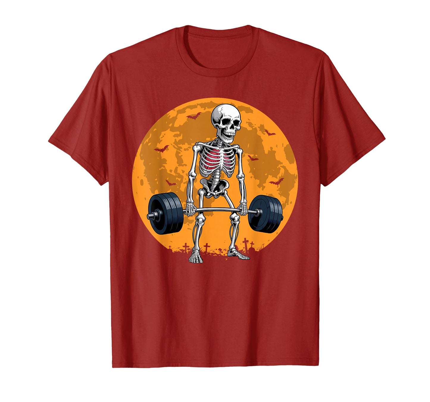 Halloween Skeleton Deadlift Funny Fitness Weightlifting Gym T-Shirt