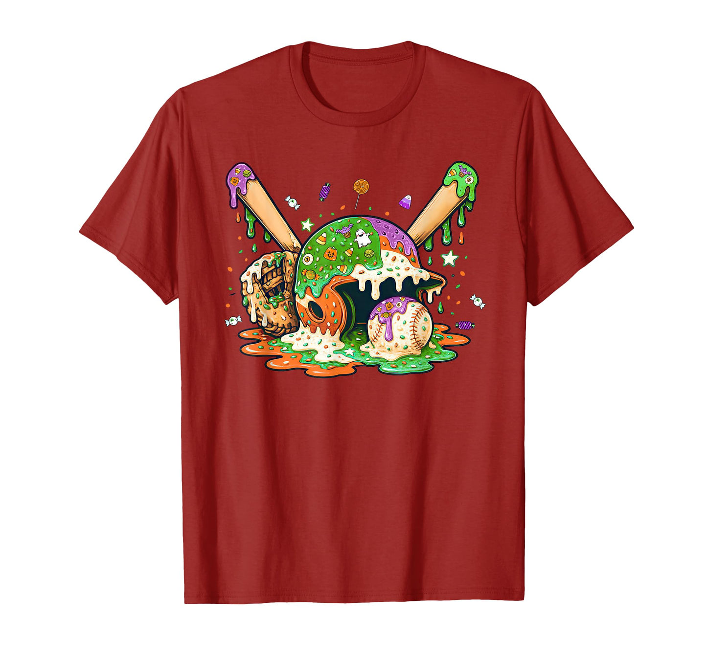 Baseball Ice Cream Drip Halloween Baseball Drip for Boys T-Shirt