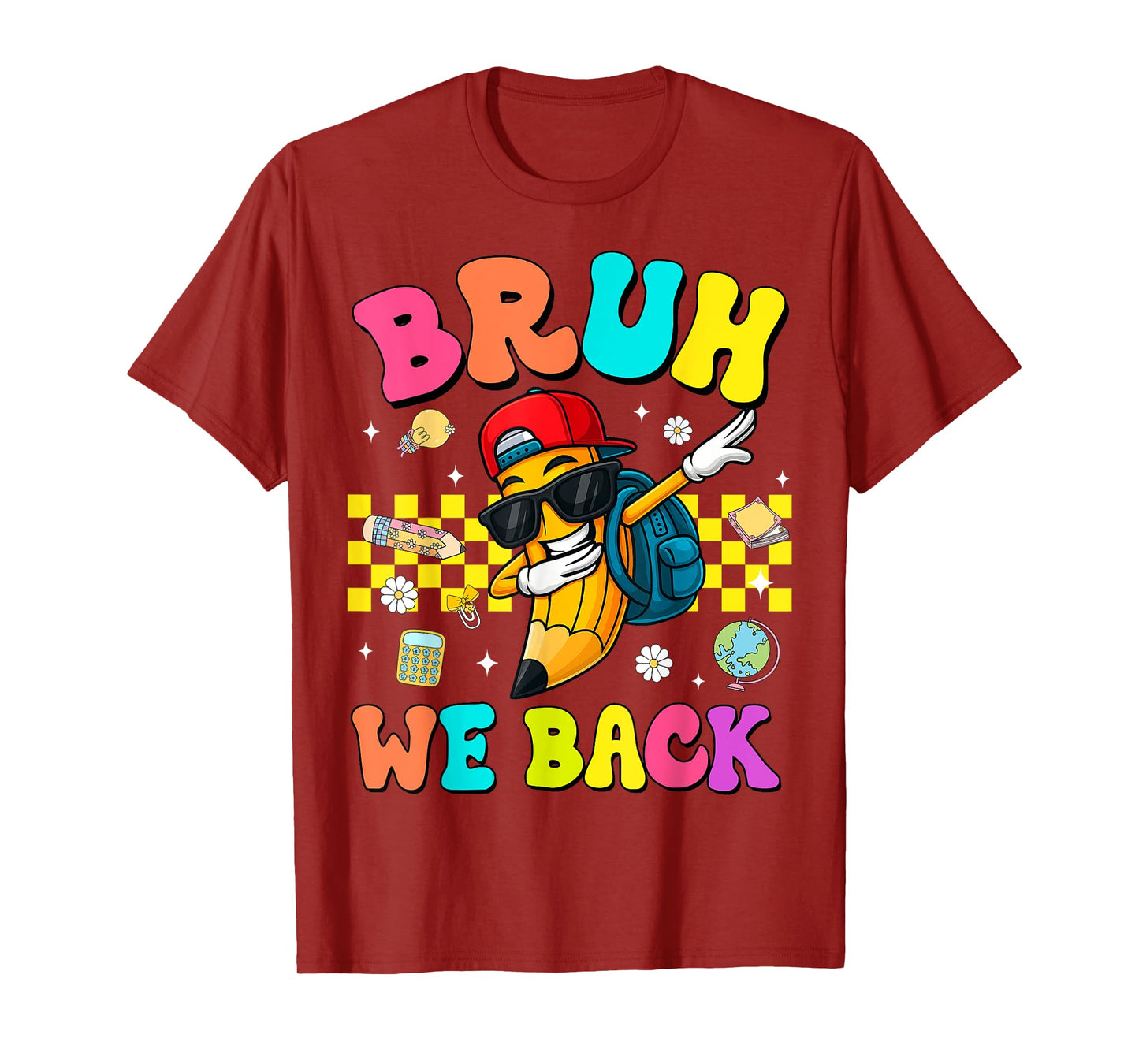 Bruh We Back Back to School Funny Pencil Dabbing Boys Kids T-Shirt