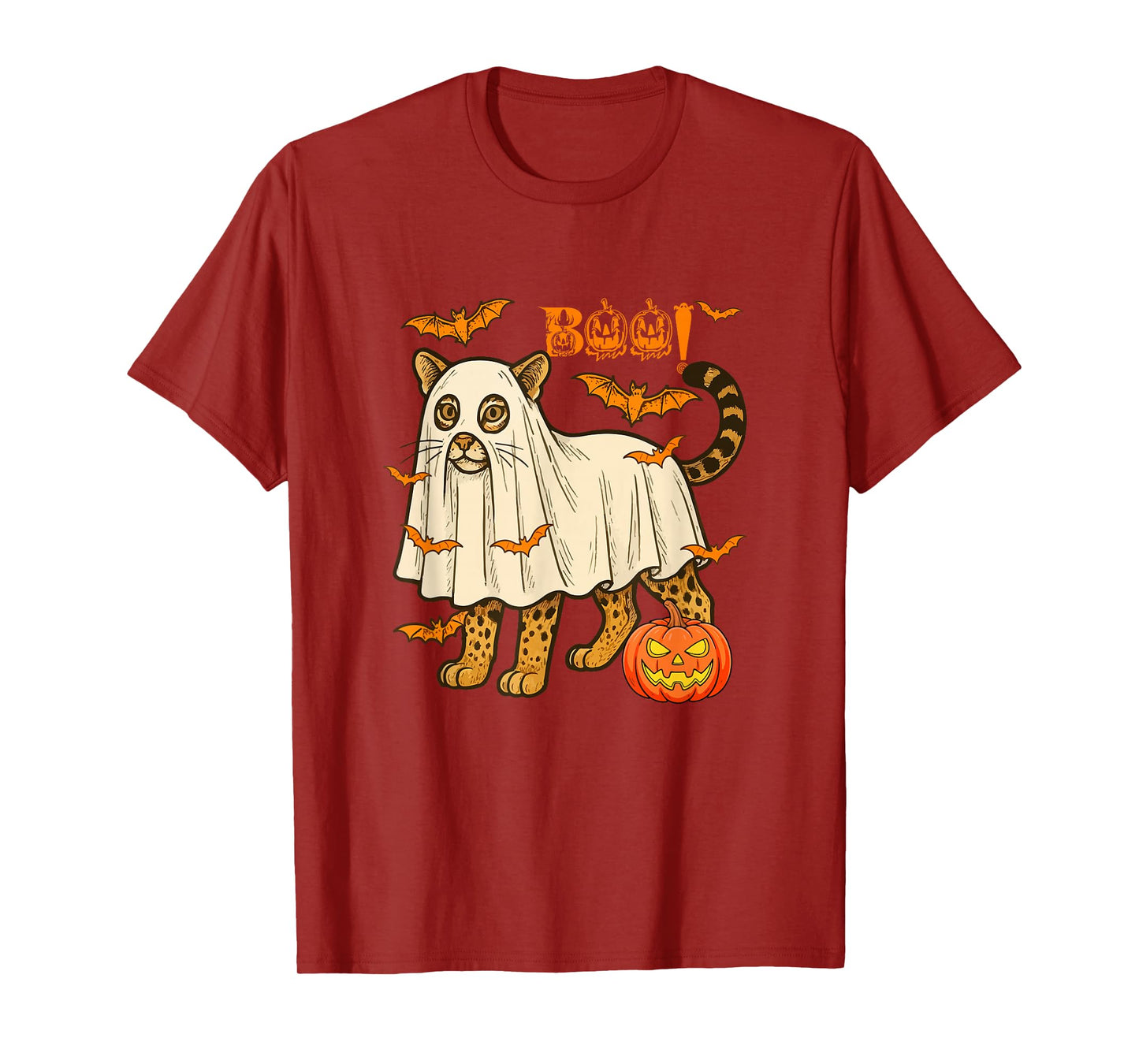 Boo Halloween Ocelot Cosplay Ghost Costume Animal Lover T-Shirt