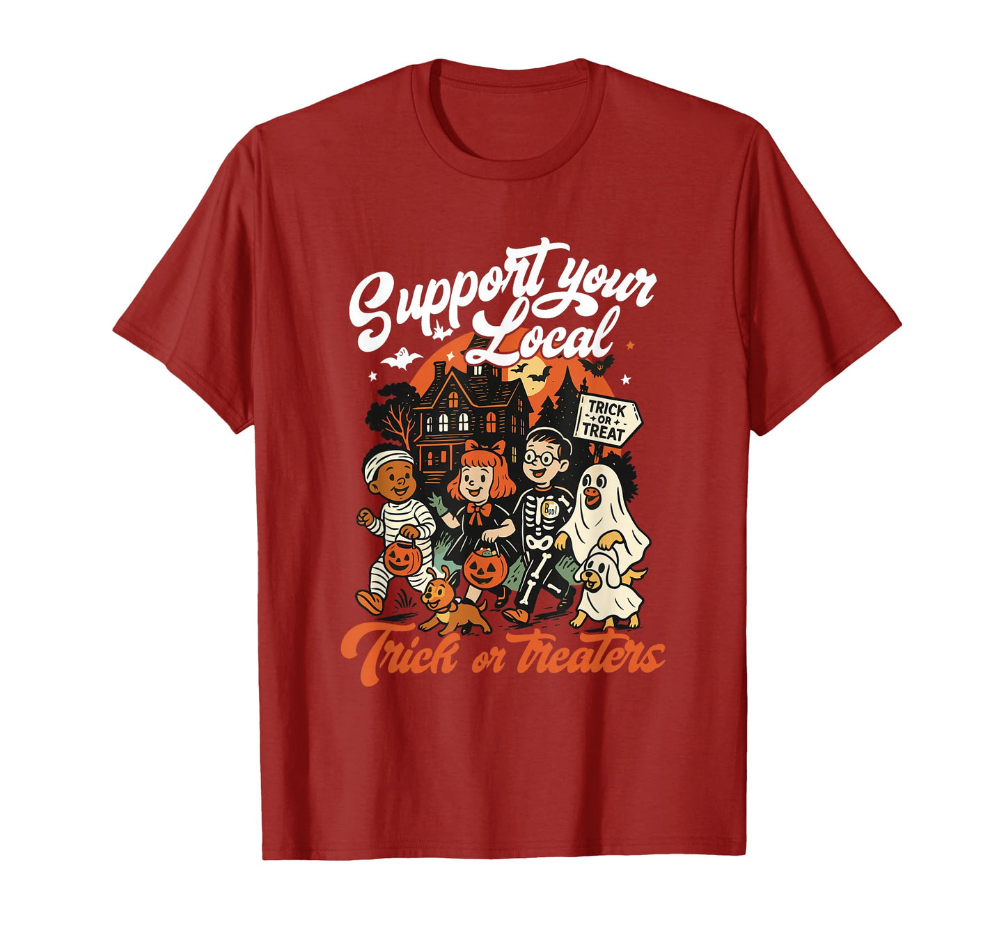 Support Your Local Trick or Treaters Vintage Halloween Witch T-Shirt