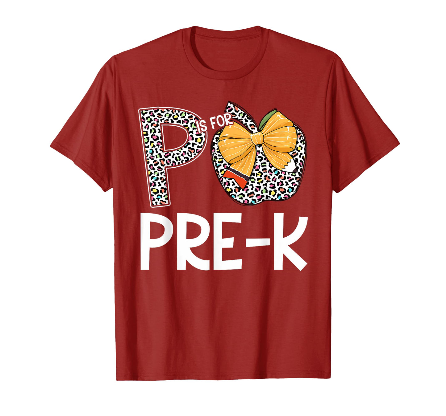 P Is For Pre-K Teacher Leopard Apple Back To School T-Shirt
