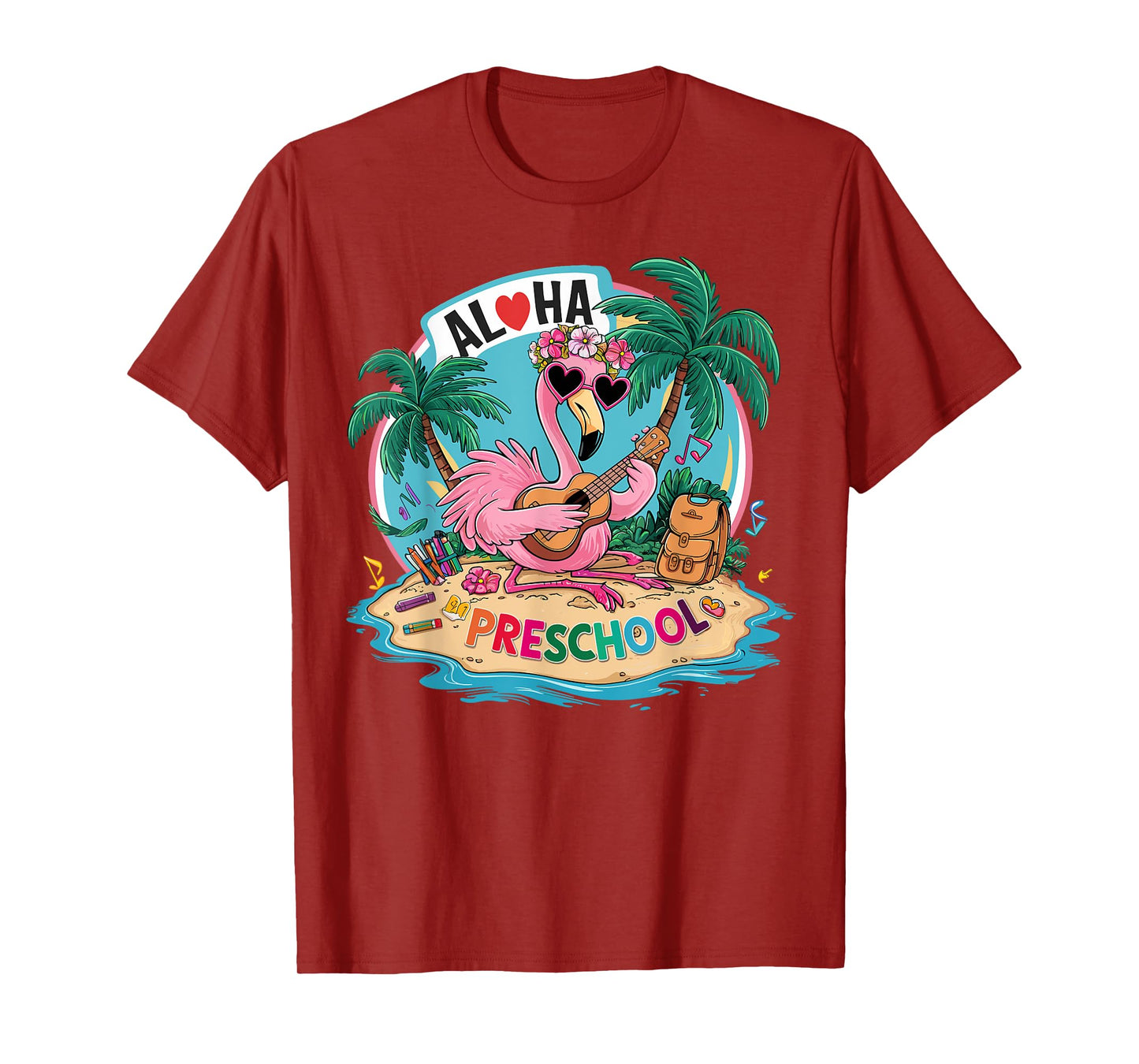 Aloha Preschool Flamingo Hawaii Back to School Kids Girl T-Shirt