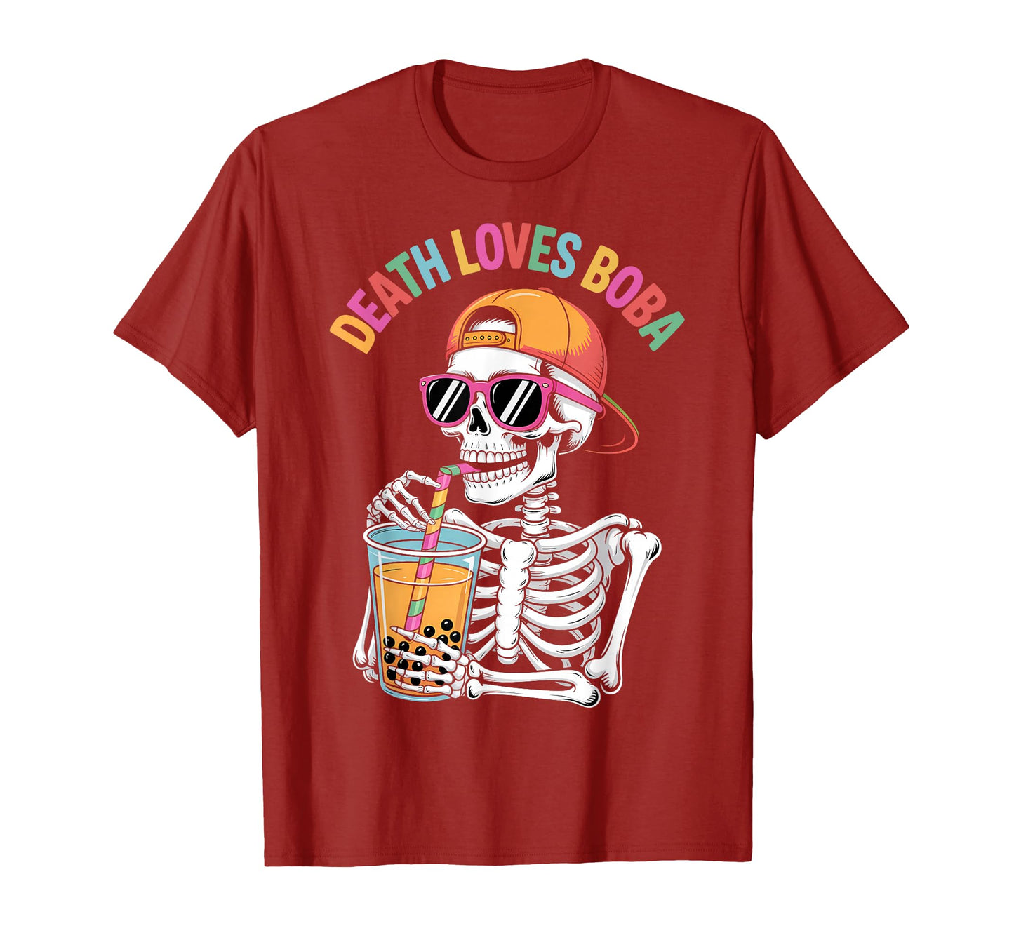 Funny Halloween Skeleton Boba Tea Costume T-Shirt