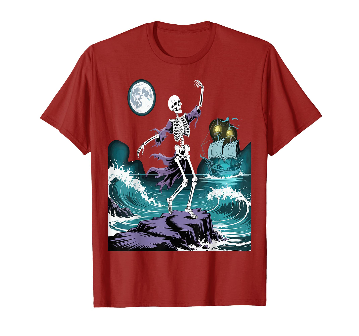 Skeleton Dancing Under The Moon Funny Spooky T-Shirt