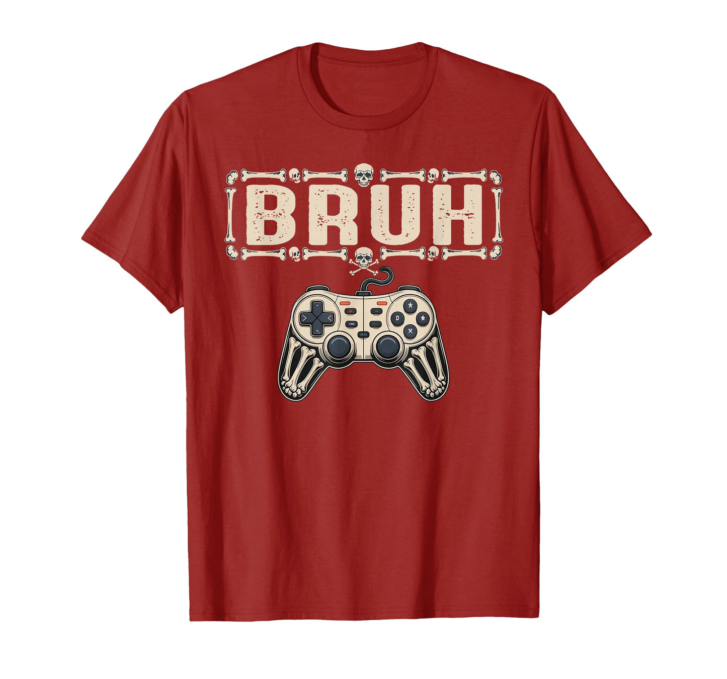 Halloween Skeleton Gamer Bruh Funny Video Gaming Boys Kids T-Shirt