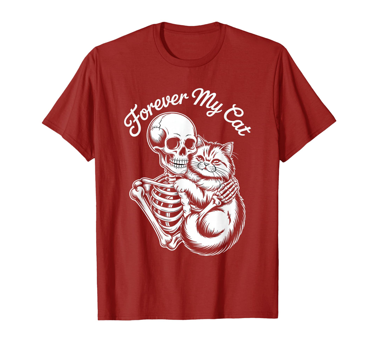 Halloween Forever My Cat Skeleton Hugging Kitty T-Shirt