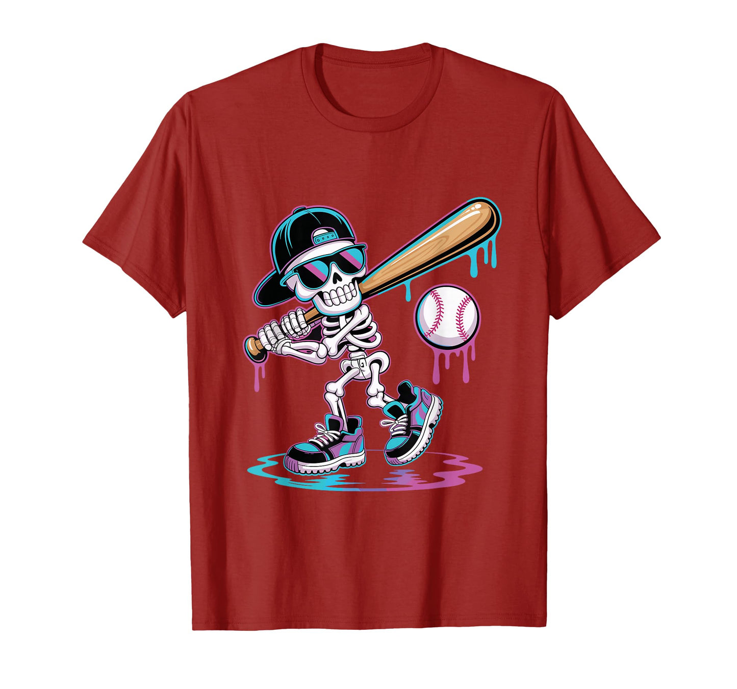 Funny Baseball Drip Skeleton Ice Cream Baseball Boys Youth T-Shirt