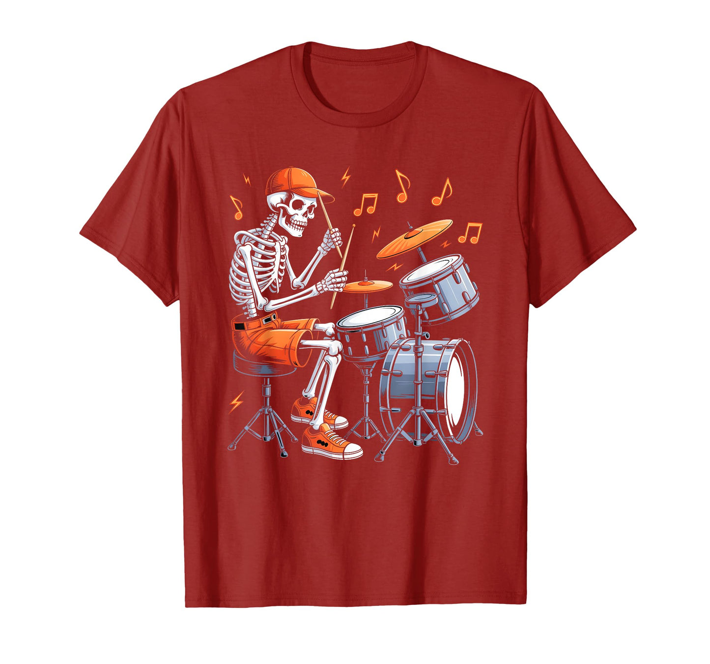 Skeleton Drums Funny Drummer Men Boys Kids Halloween Costume T-Shirt