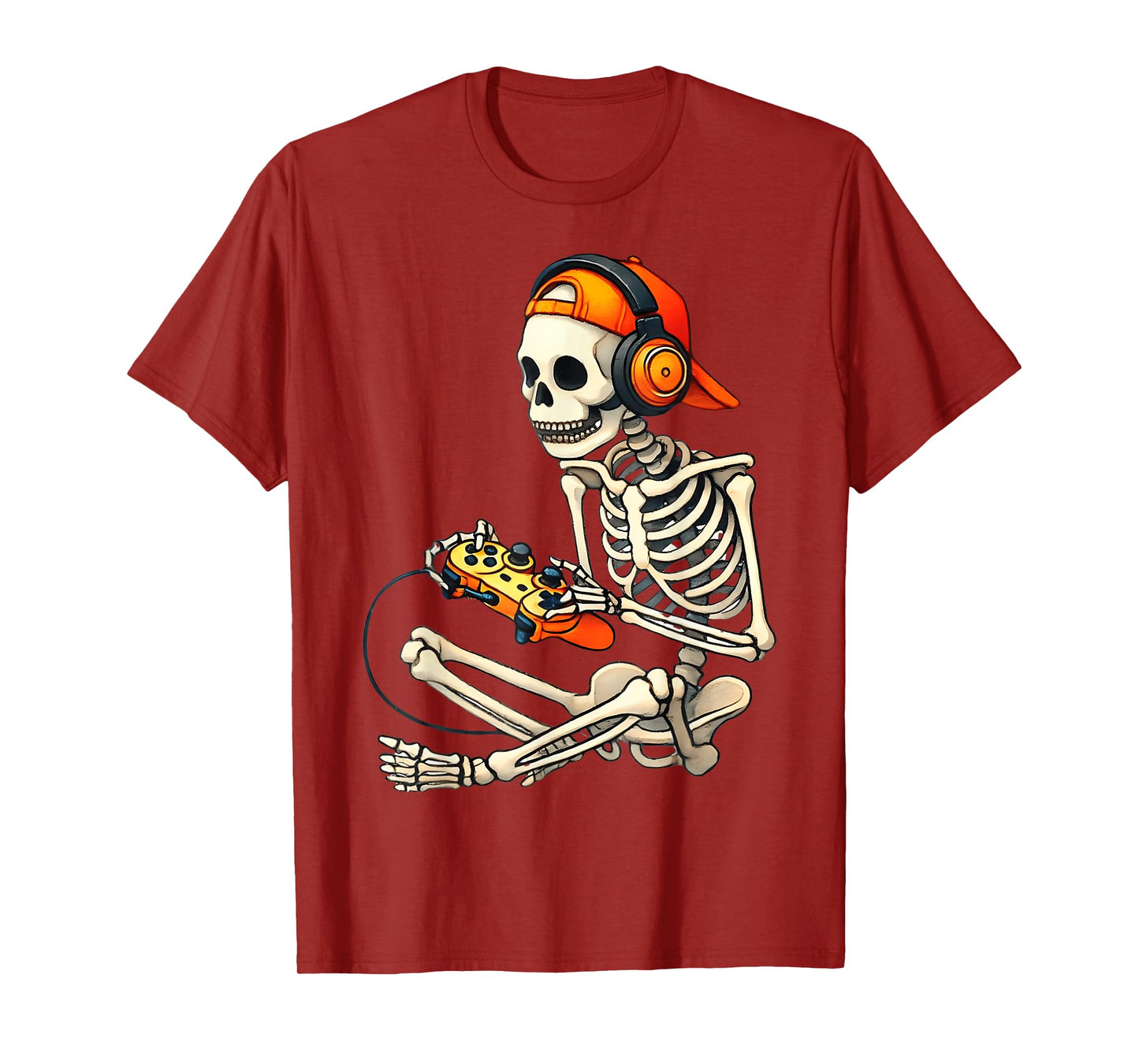 Halloween Skeleton Gamer Video Gaming Boys Men Kids Tees T-Shirt