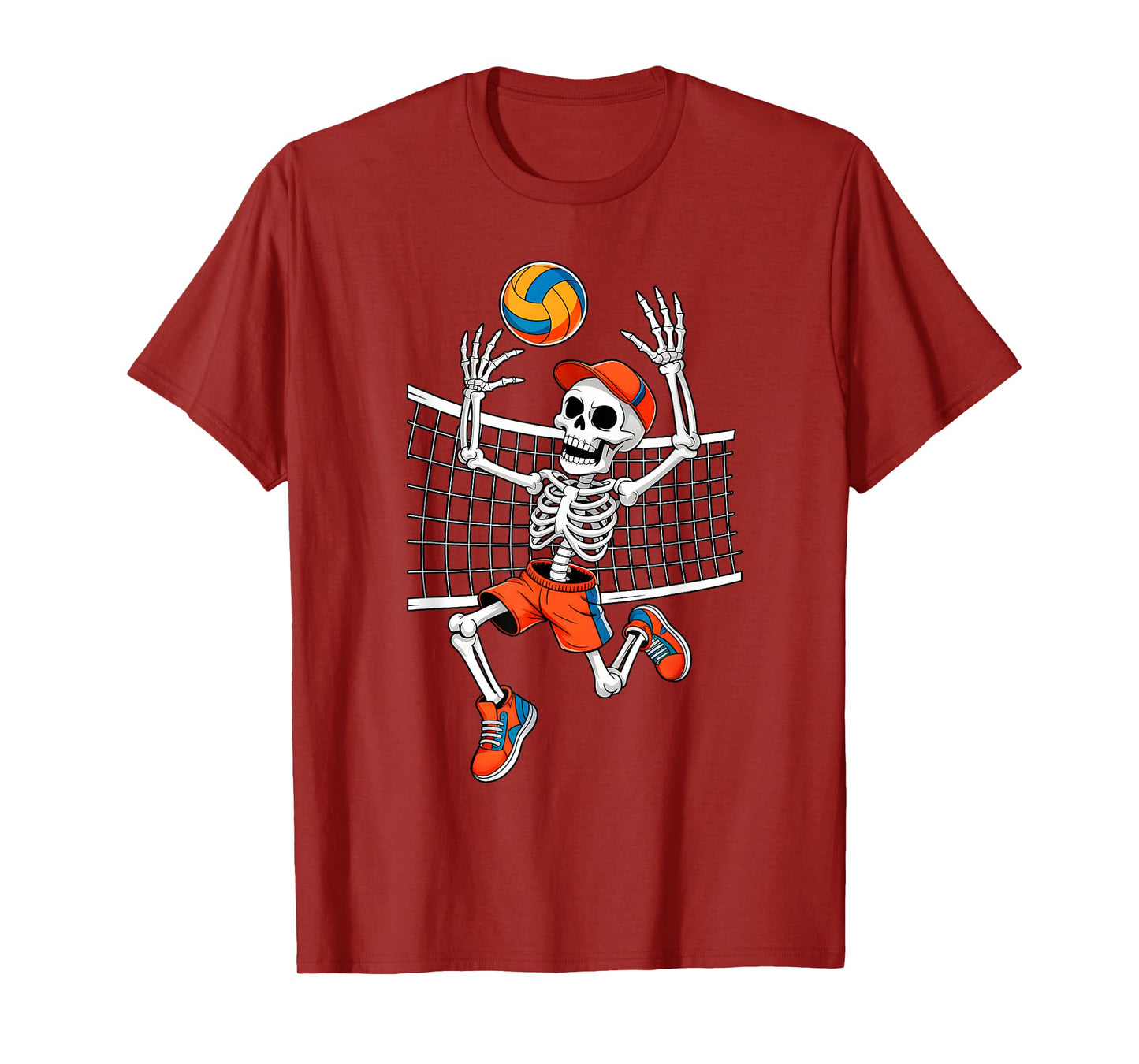 Funny Skeleton Play Volleyball Halloween Costume Boys Men T-Shirt