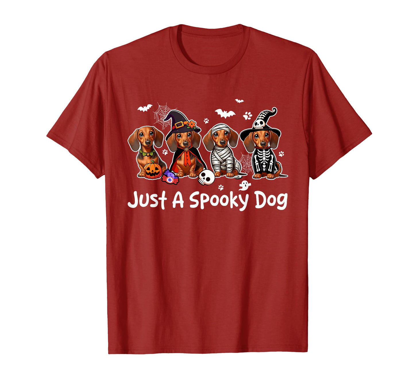 Just A Spooky Halloween Dog Group Dachshunds As Witch Mummy T-Shirt