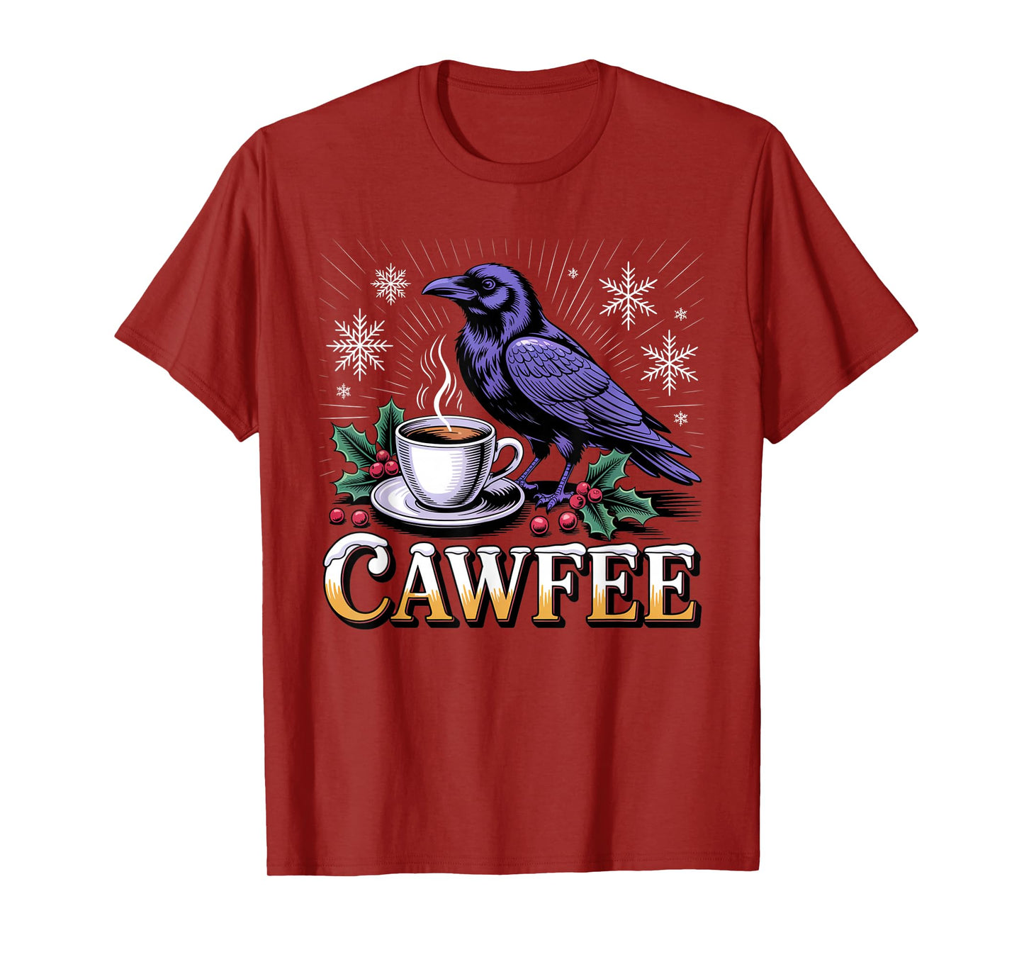 Cawfee Raven Funny Meme Gothic Christmas for Men Women T-Shirt