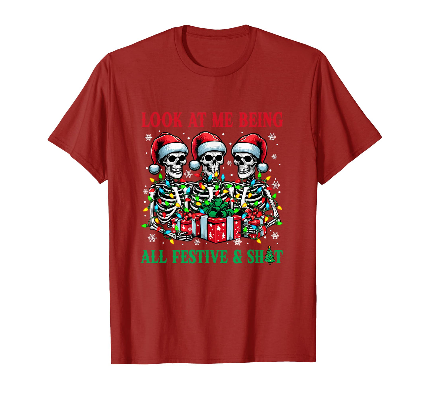 Being All Festive Xmas Joke Bad Felling Santa Skeletons T-Shirt