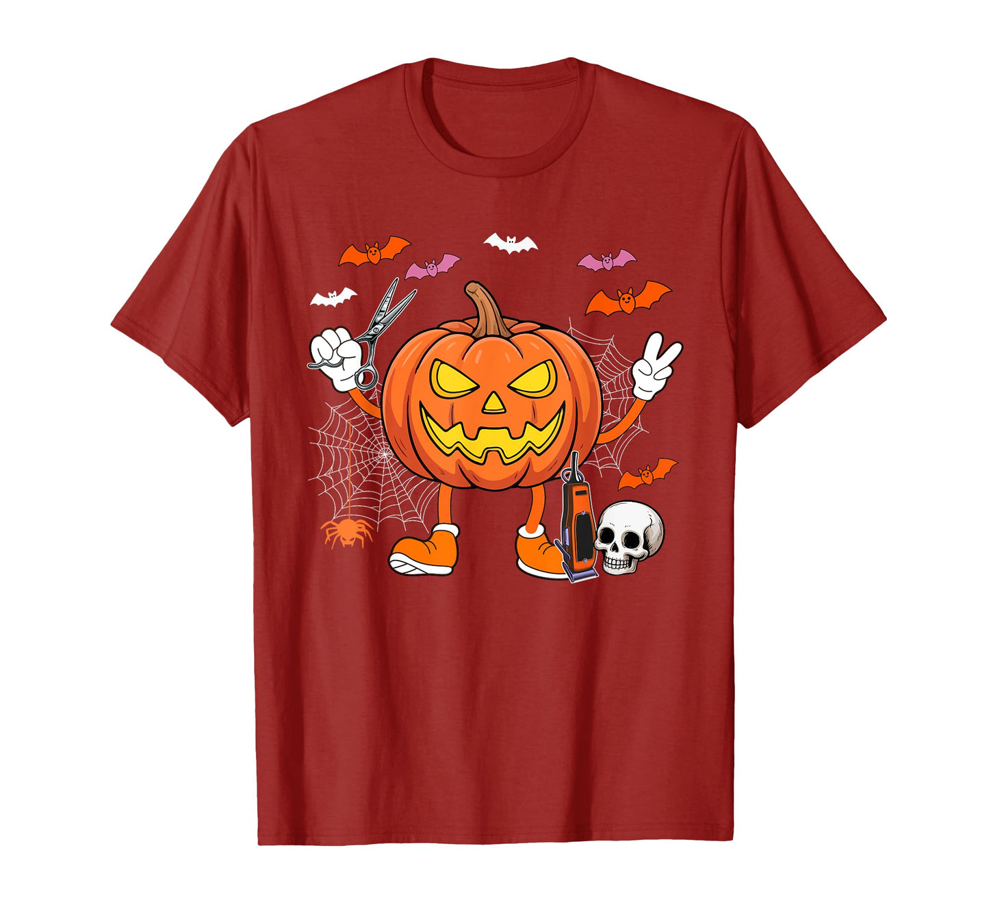 Barber Job Horror Carved Pumpkin Halloween Costume Team T-Shirt