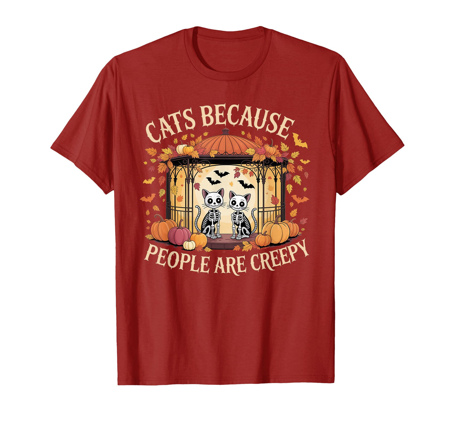 Cats Because People are Creepy Ghost Halloween Cat Mom Kids T-Shirt