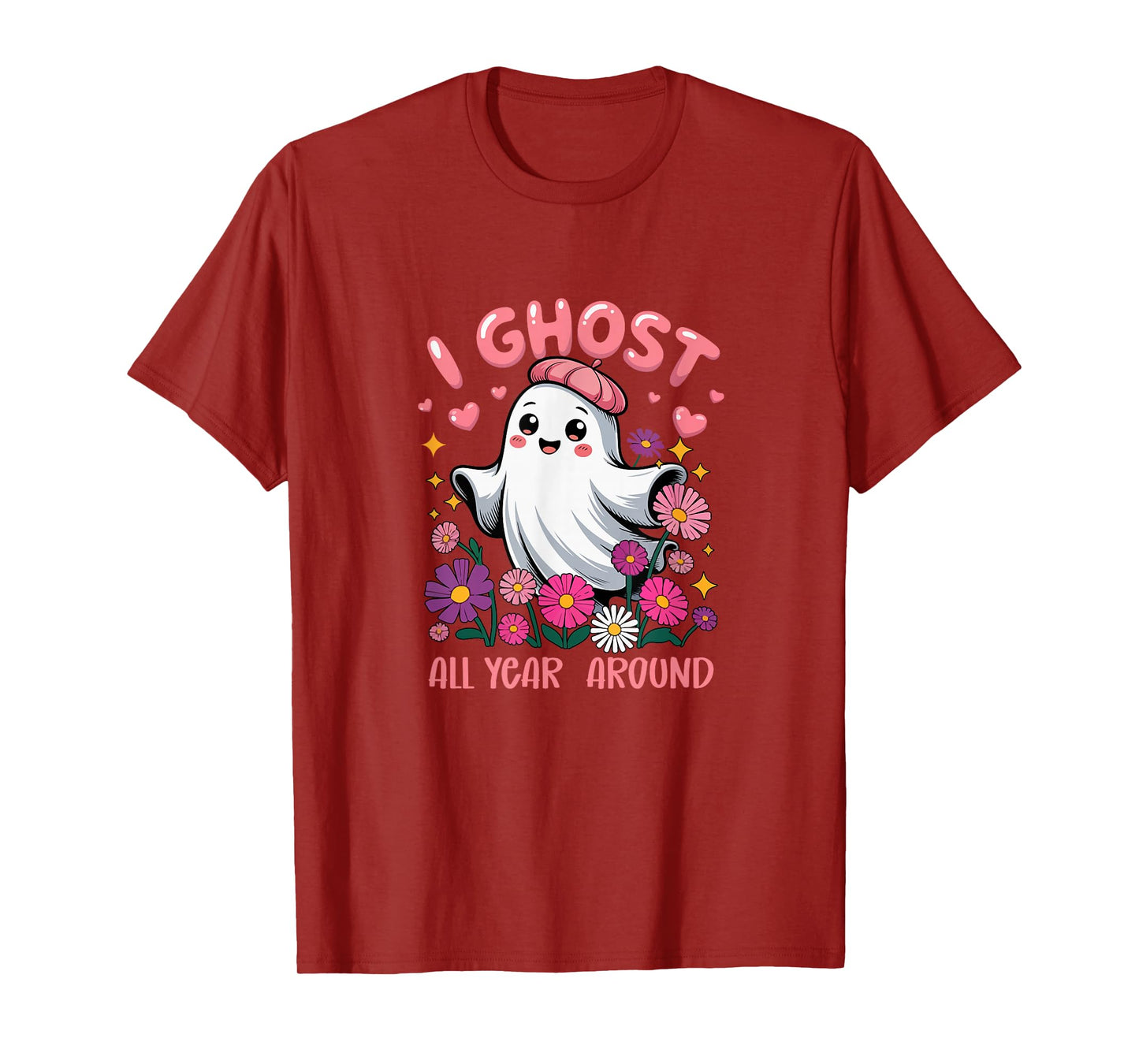 I Ghost All Year Around Halloween Floral Boo Colorful Lover T-Shirt
