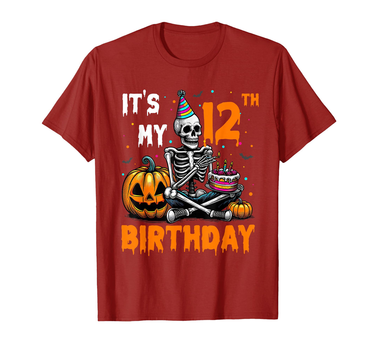 Skeleton 12th Birthday Halloween Party Kids 12 Years Gift T-Shirt