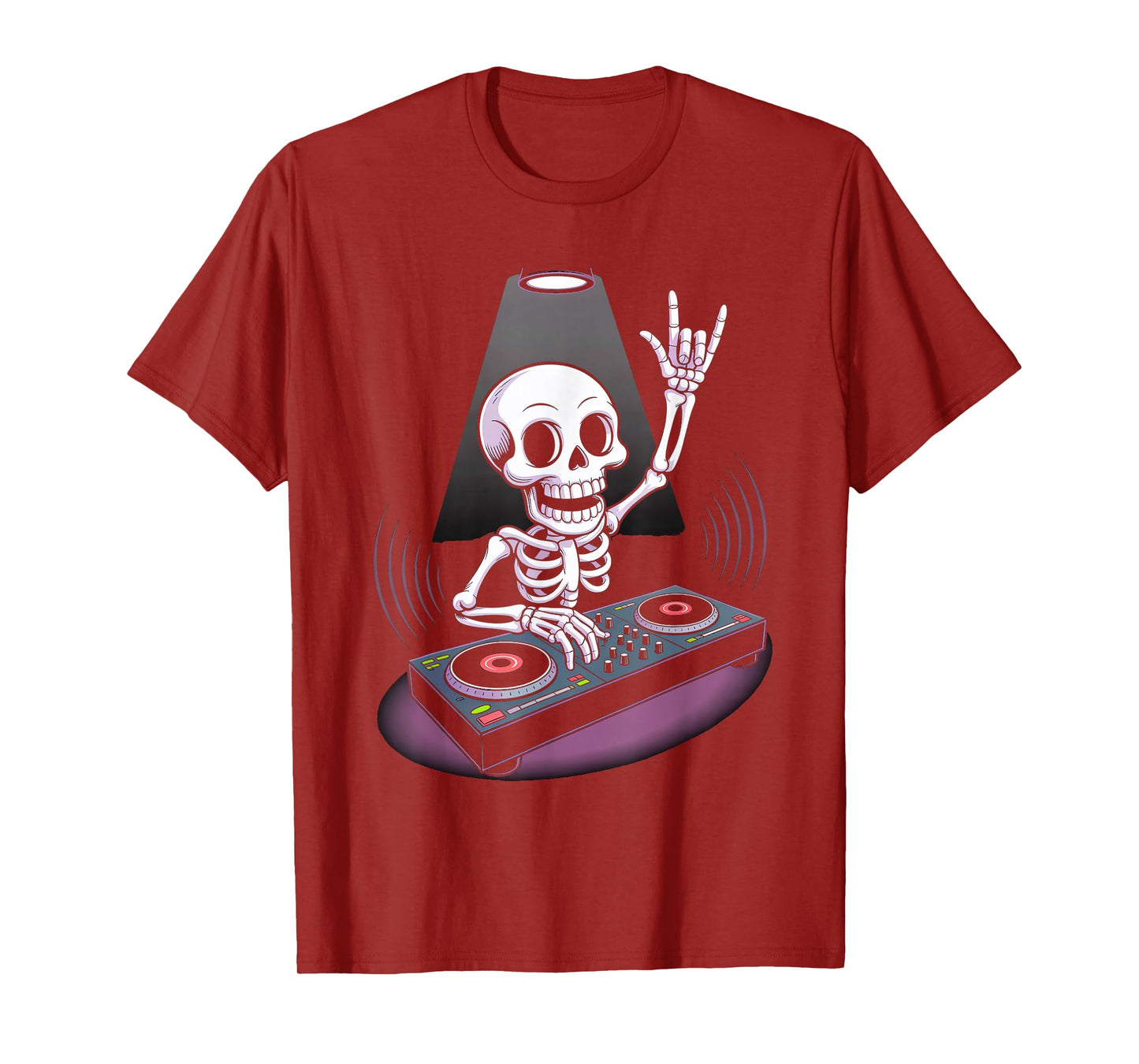 Skeleton DJ on Turntables EDM Synthesizer Rave Music Ghost T-Shirt