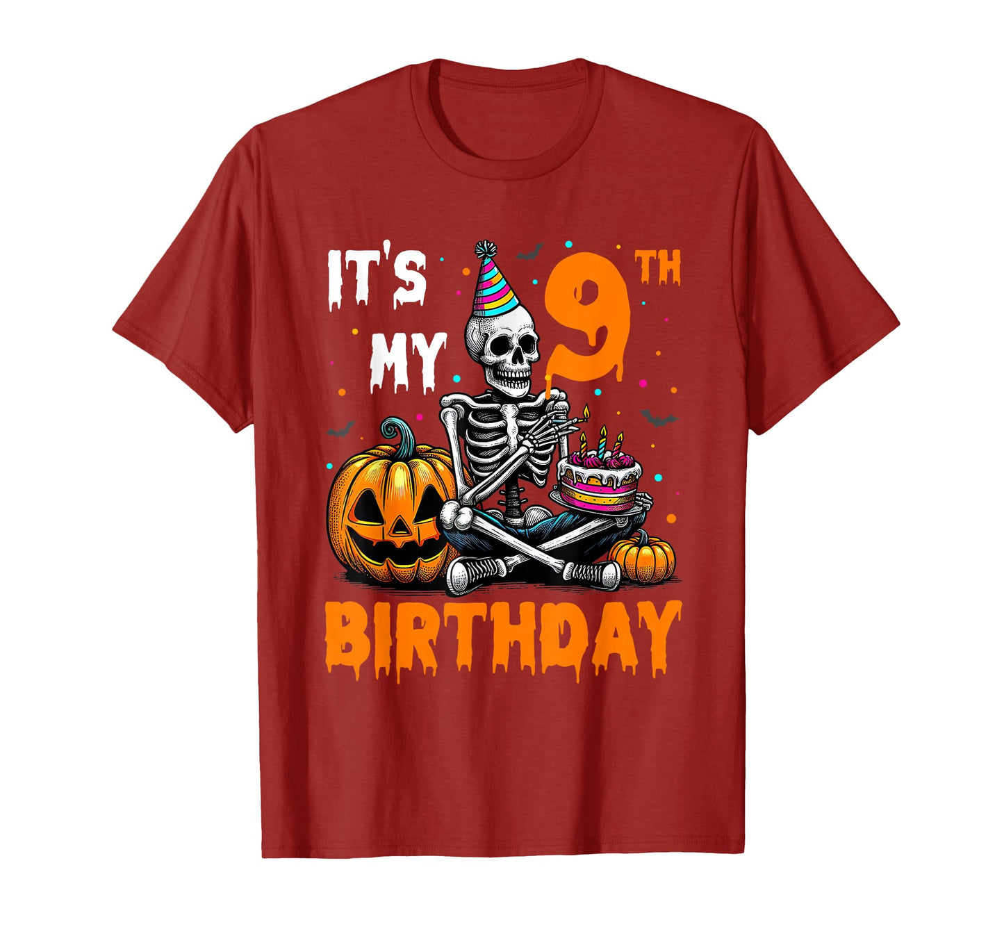 Skeleton 9th Birthday Halloween Party Kids 9 Years Gift T-Shirt