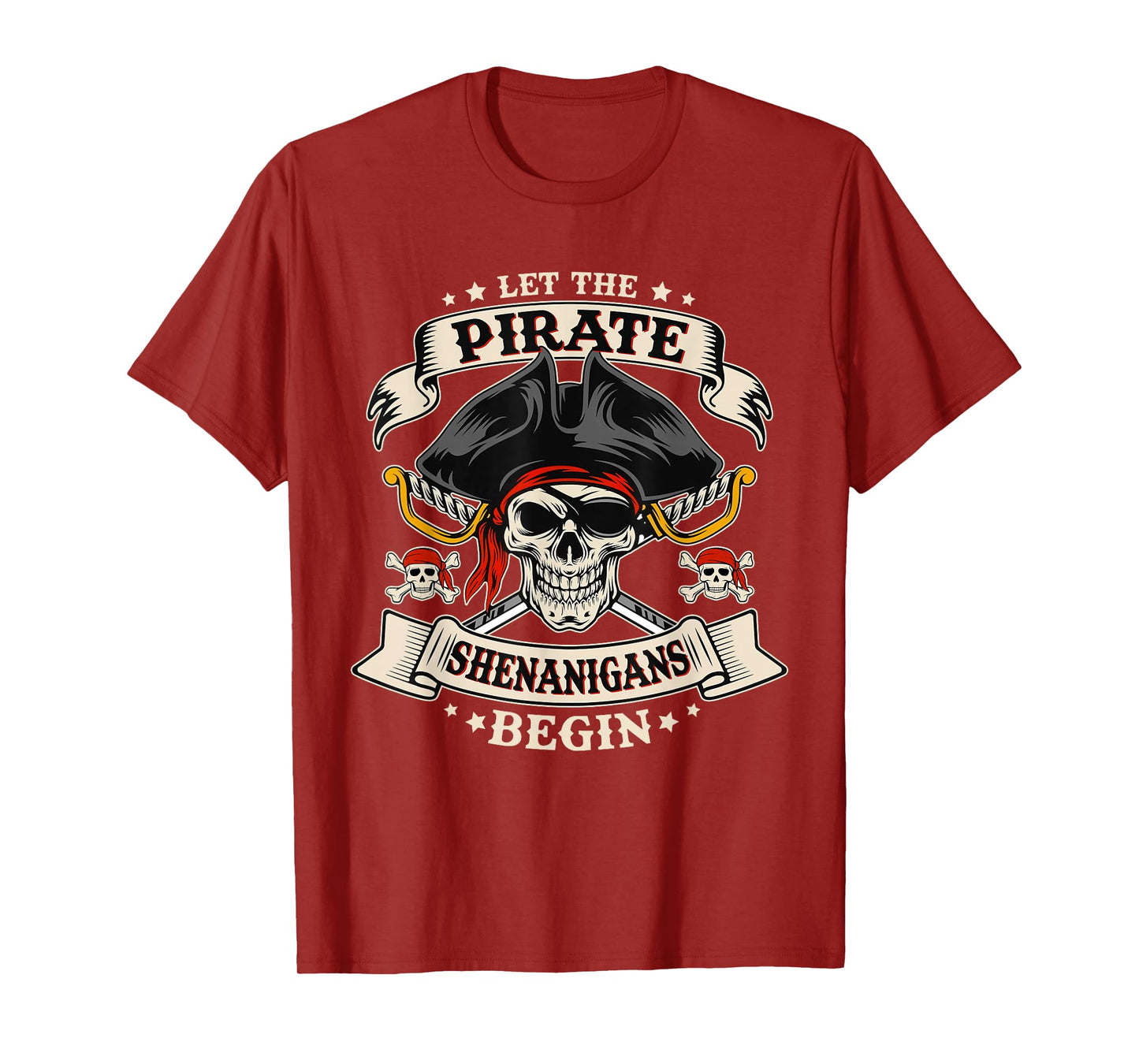 Let The Pirate Shenanigans Begin Skull Pirate Halloween Boys T-Shirt
