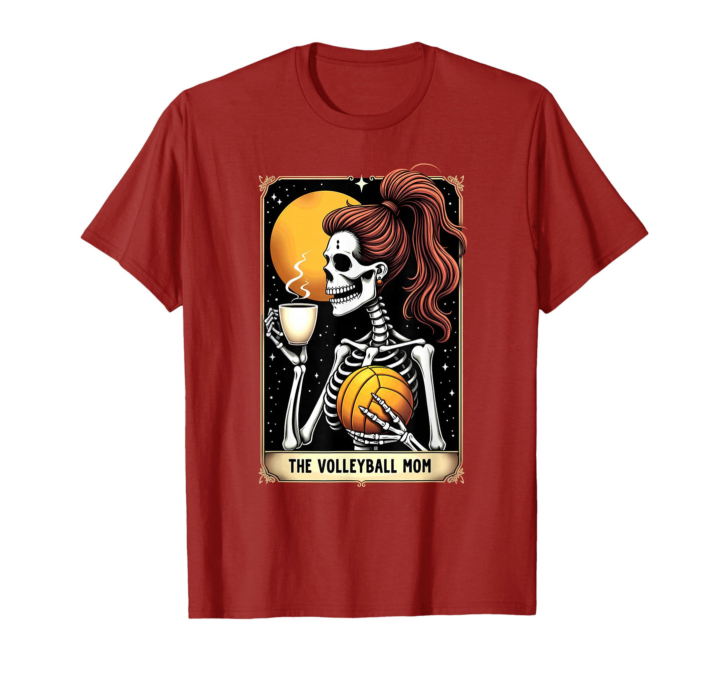 Gothic Tarot Card Skeleton Volleyball Mom Coffee T-Shirt
