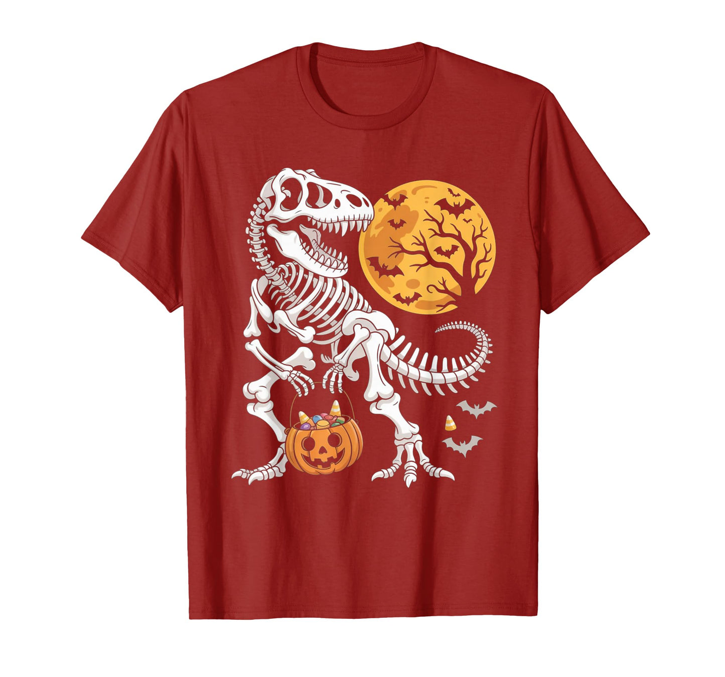 Halloween Boys Dinosaur Skeleton T rex Scary Pumpkin Spooky T-Shirt