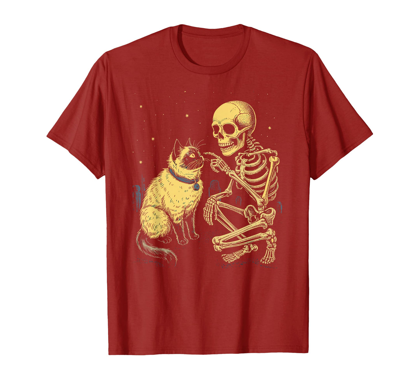Spooky Siamese Cat Skeleton Halloween Cats Lover T-Shirt